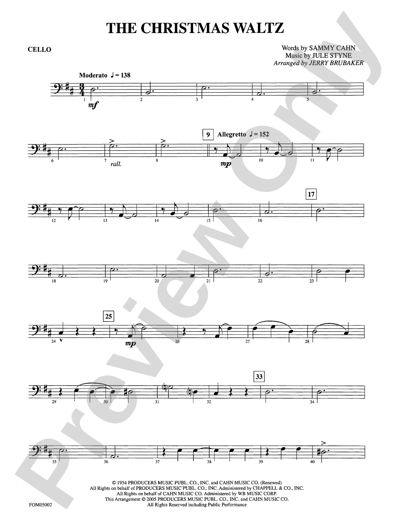 The Christmas Waltz: Cello