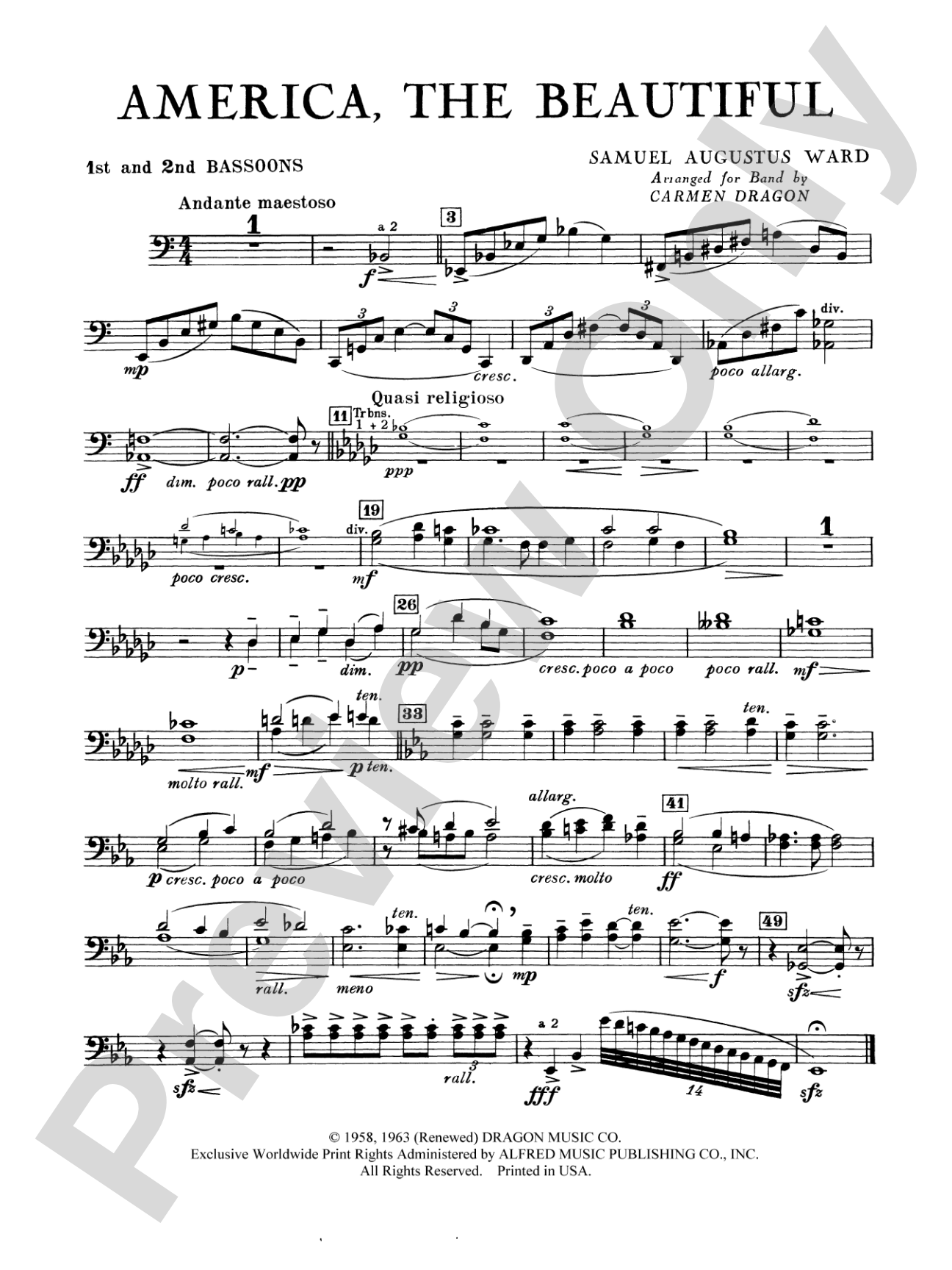 America the Beautiful: 1st & 2nd Bassoon