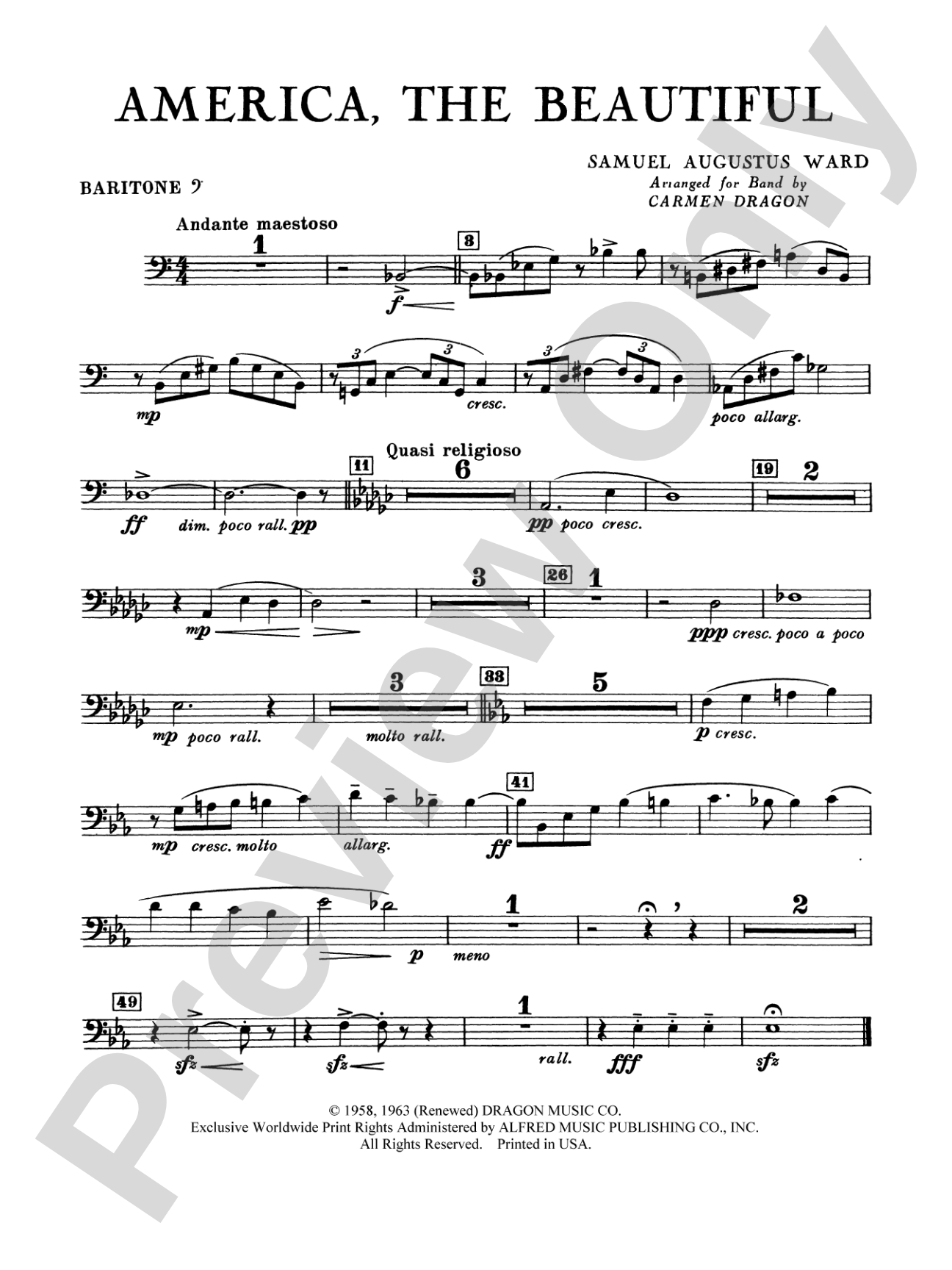 America the Beautiful: Baritone B.C.