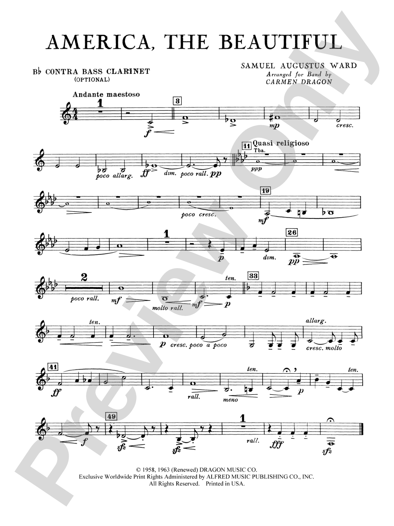 America the Beautiful: B-flat Contrabass Clarinet