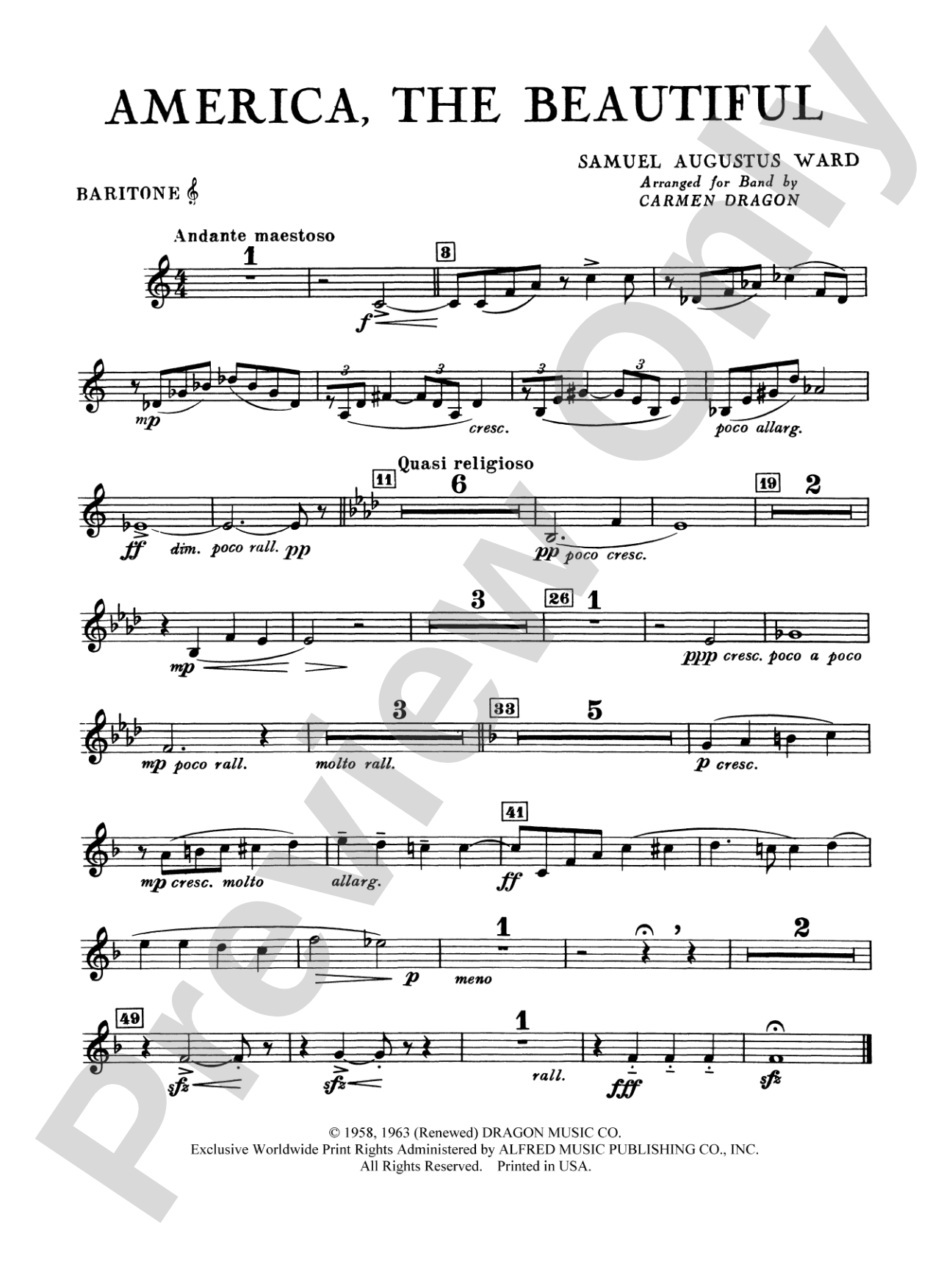 America the Beautiful: Baritone T.C.