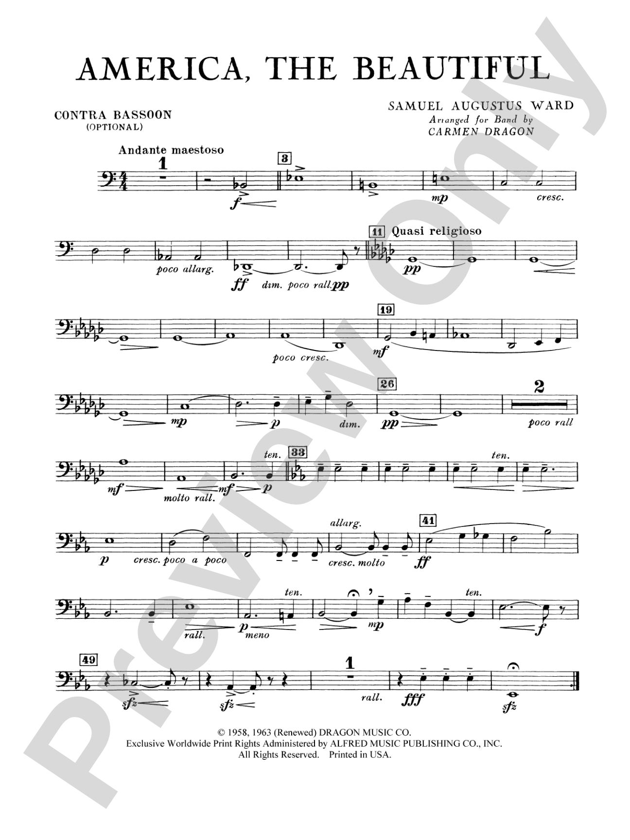 America the Beautiful: Contra Bassoon