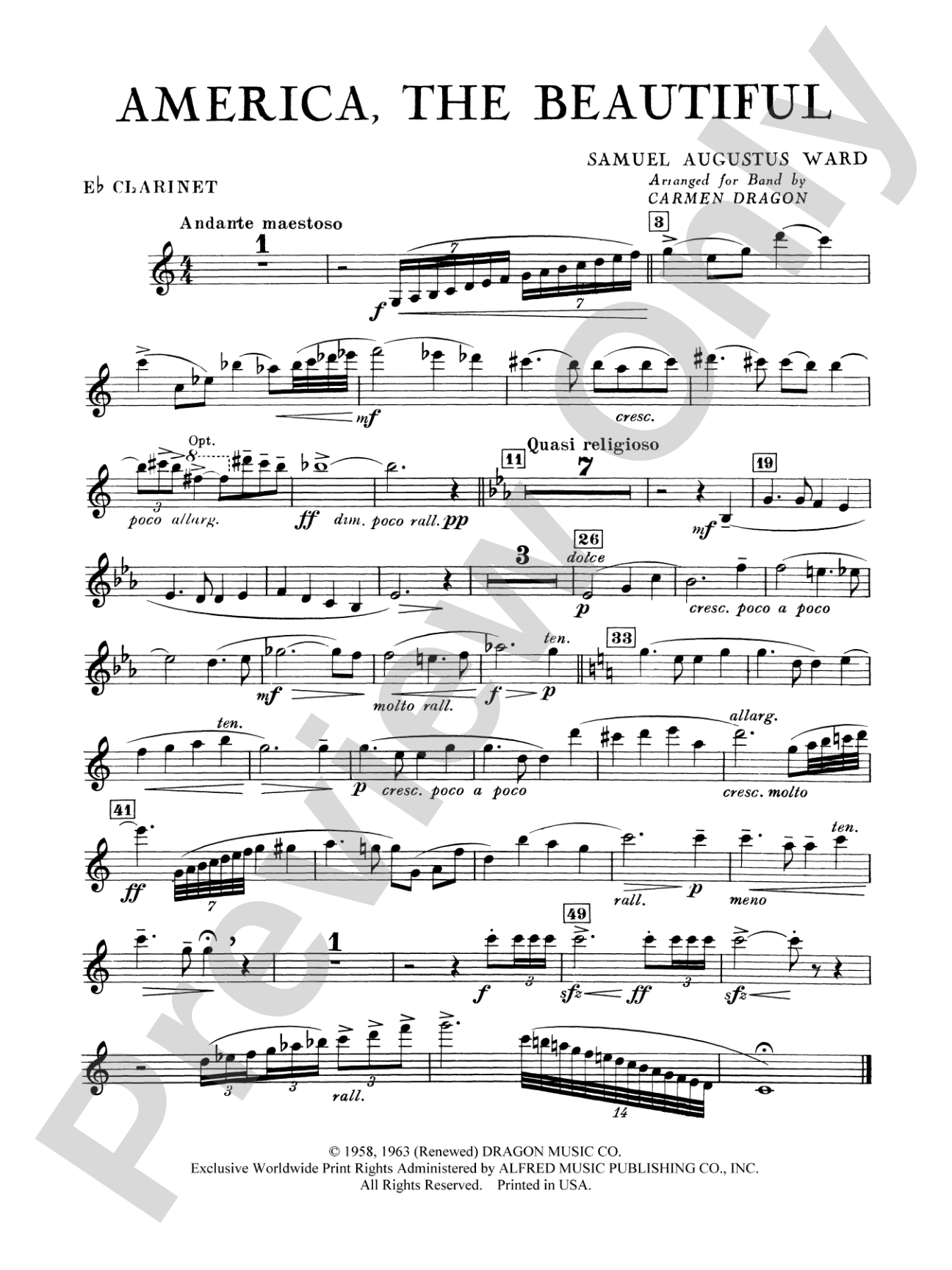 America the Beautiful: E-flat Soprano Clarinet