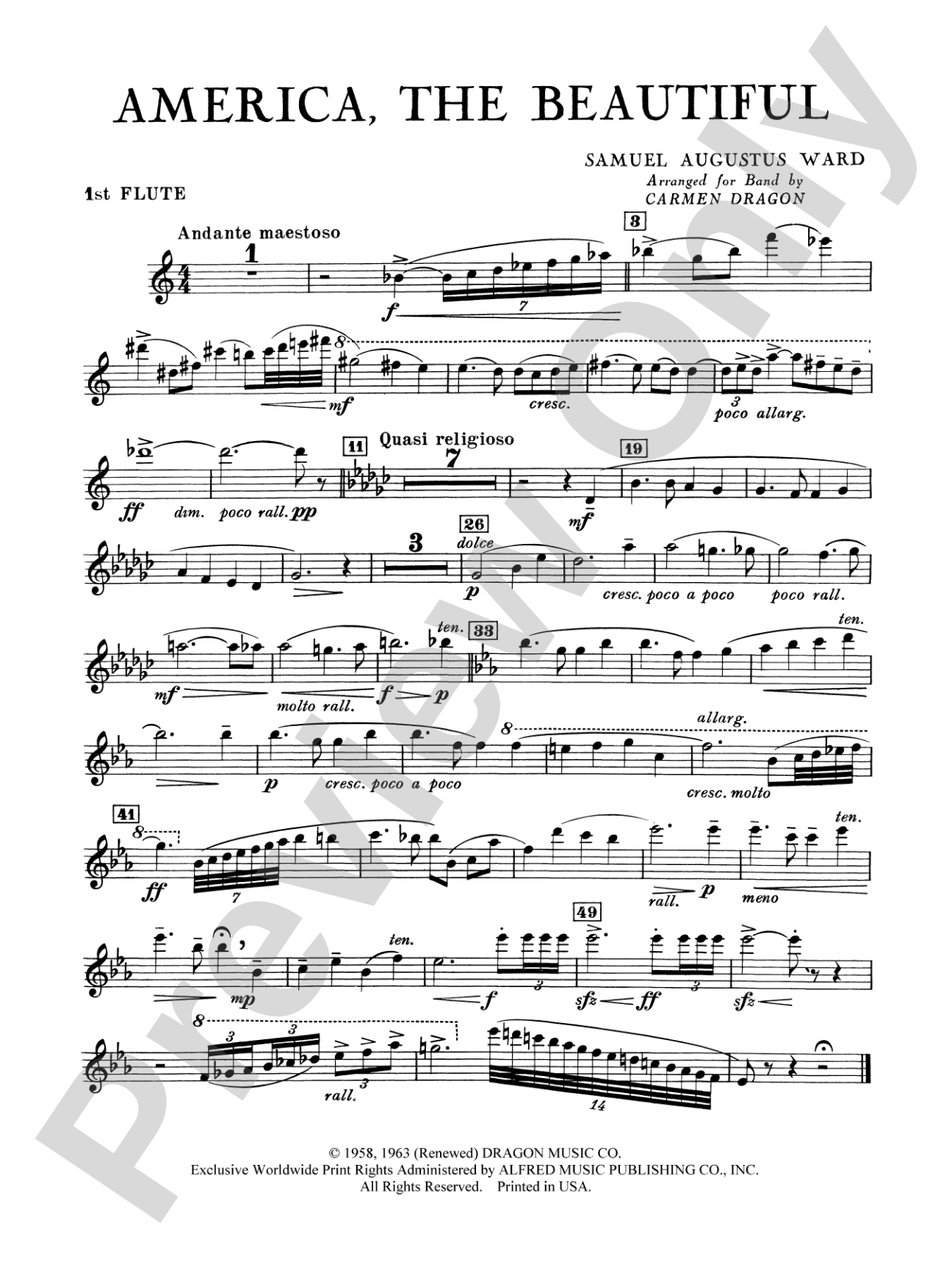 America the Beautiful: Flute