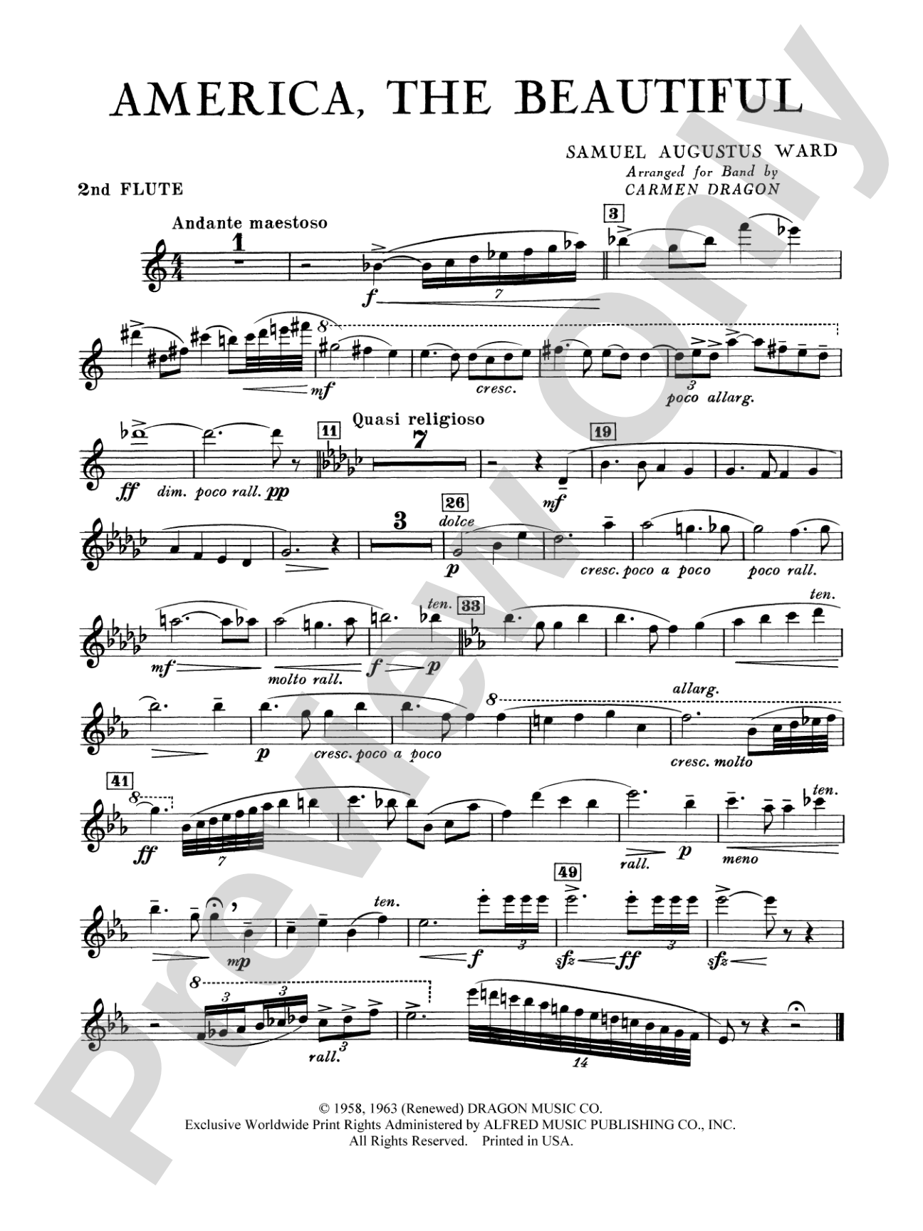 America the Beautiful: 2nd Flute