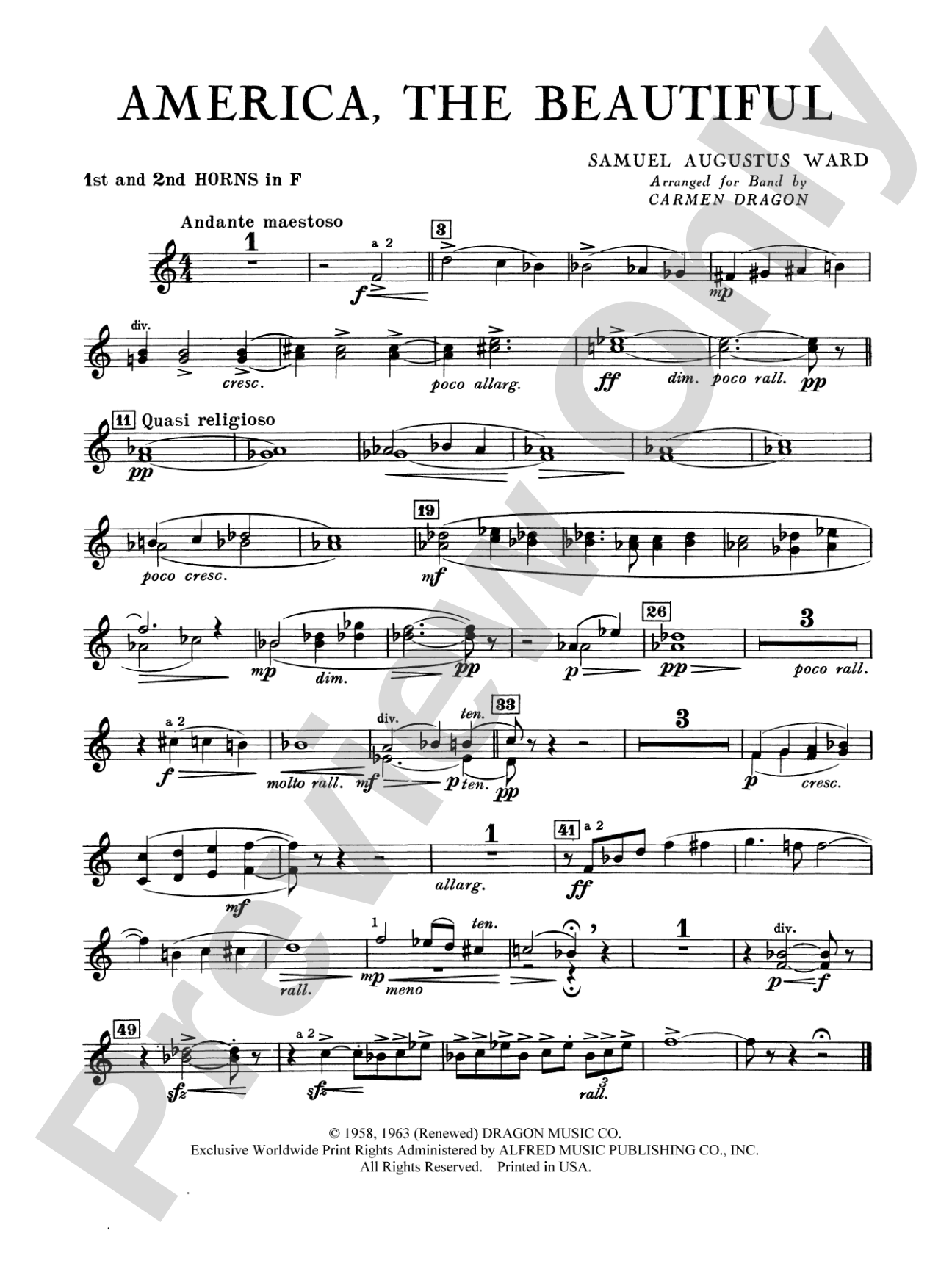 America the Beautiful: 1st & 2nd F Horns