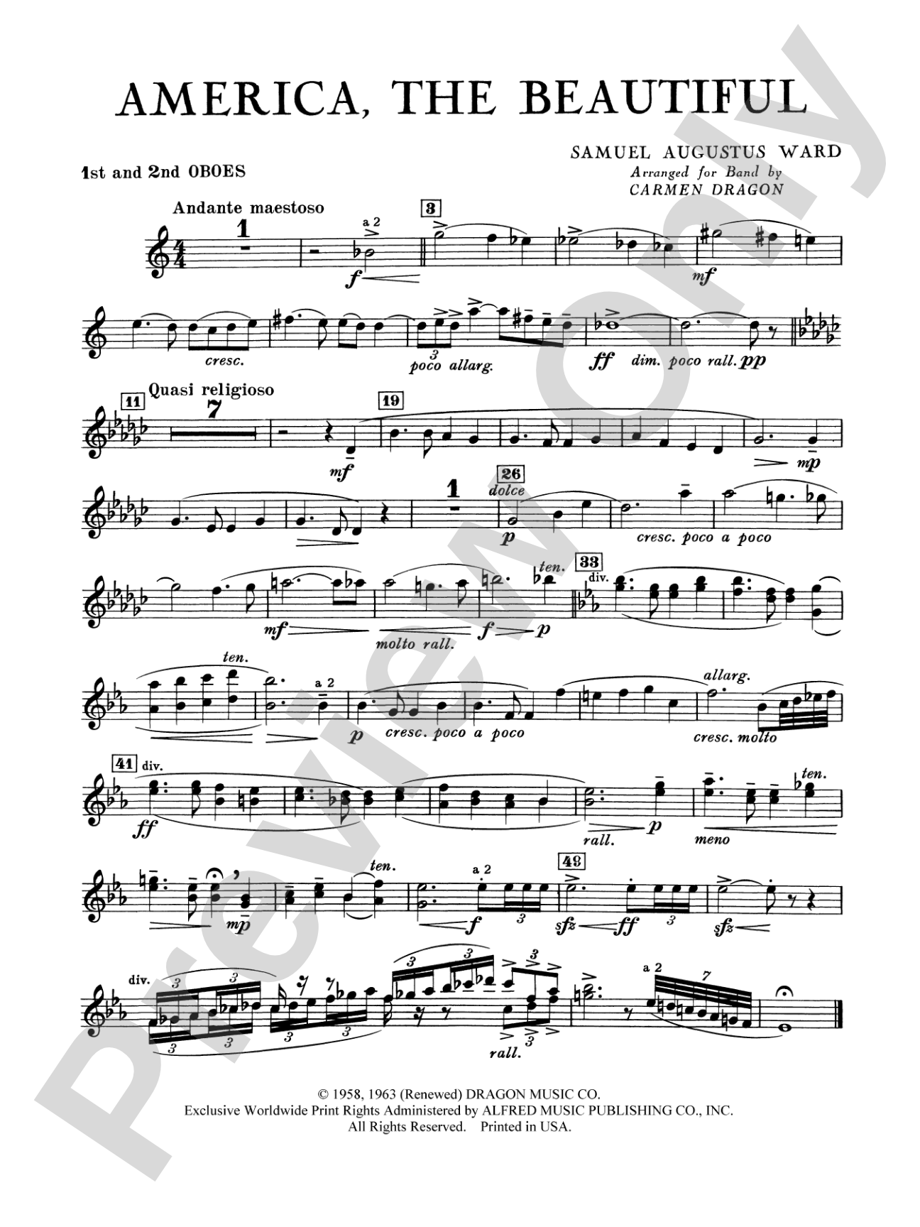 America the Beautiful: 1st & 2nd Oboe