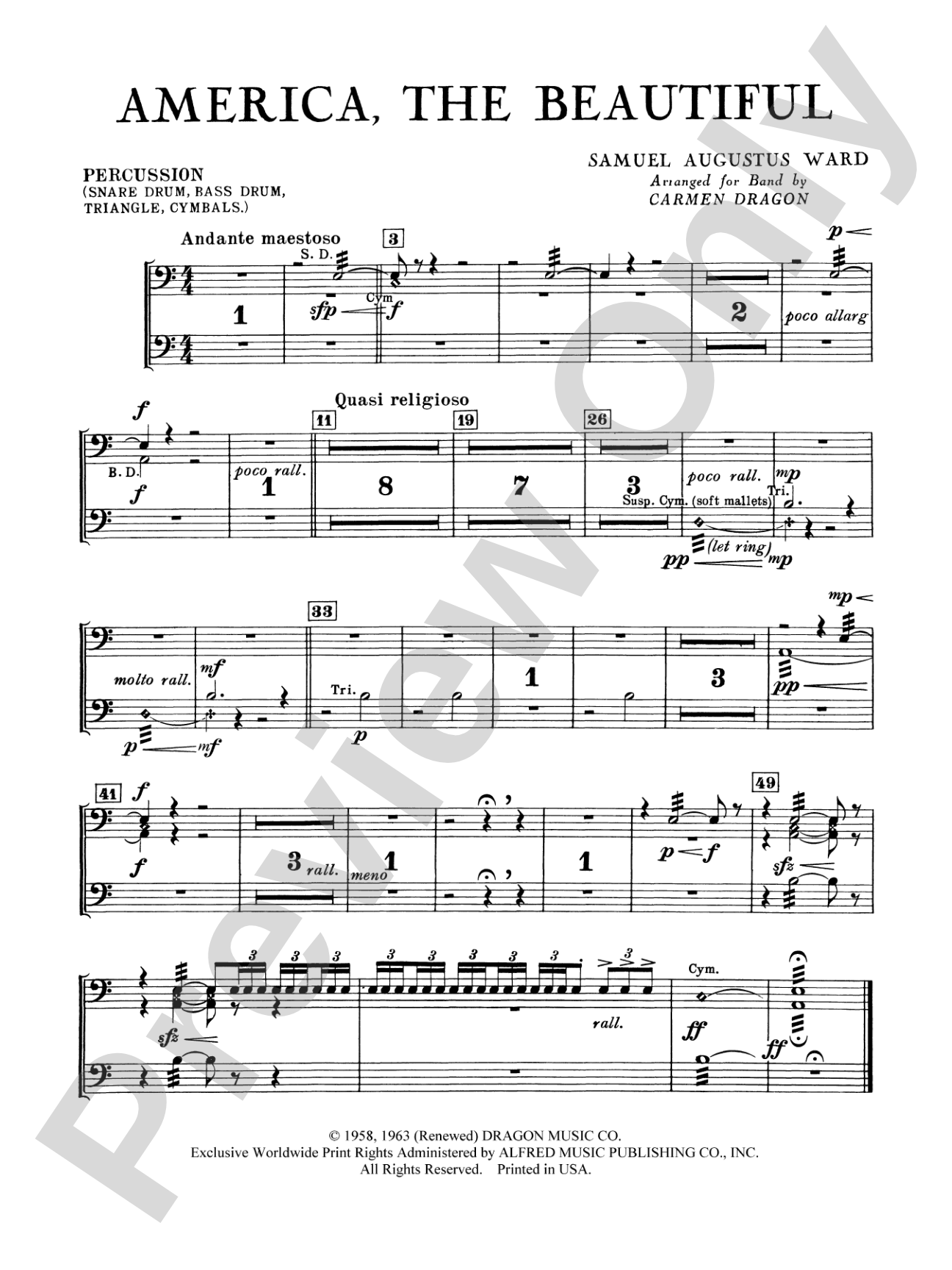 America the Beautiful: 1st Percussion