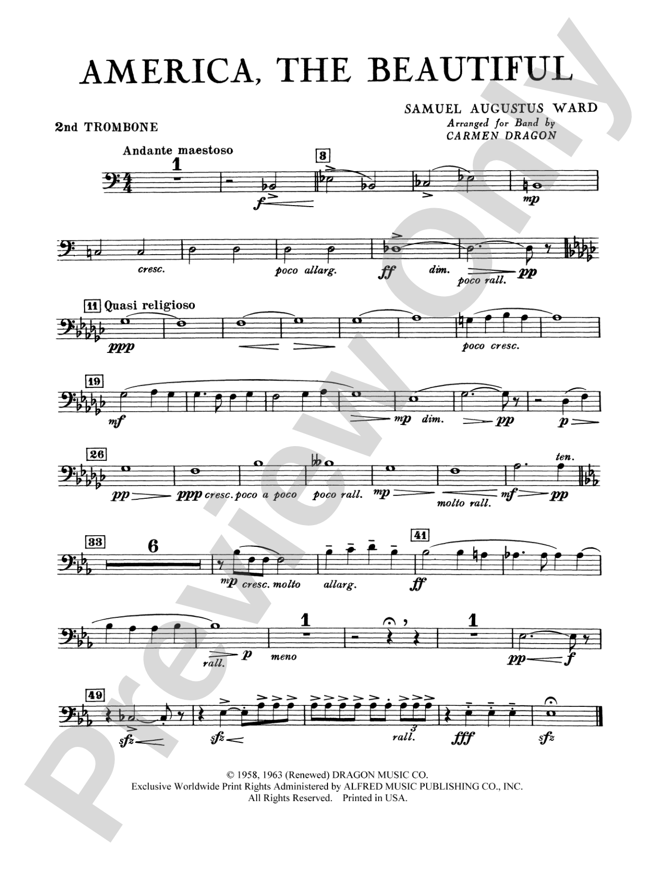 America the Beautiful: 2nd Trombone