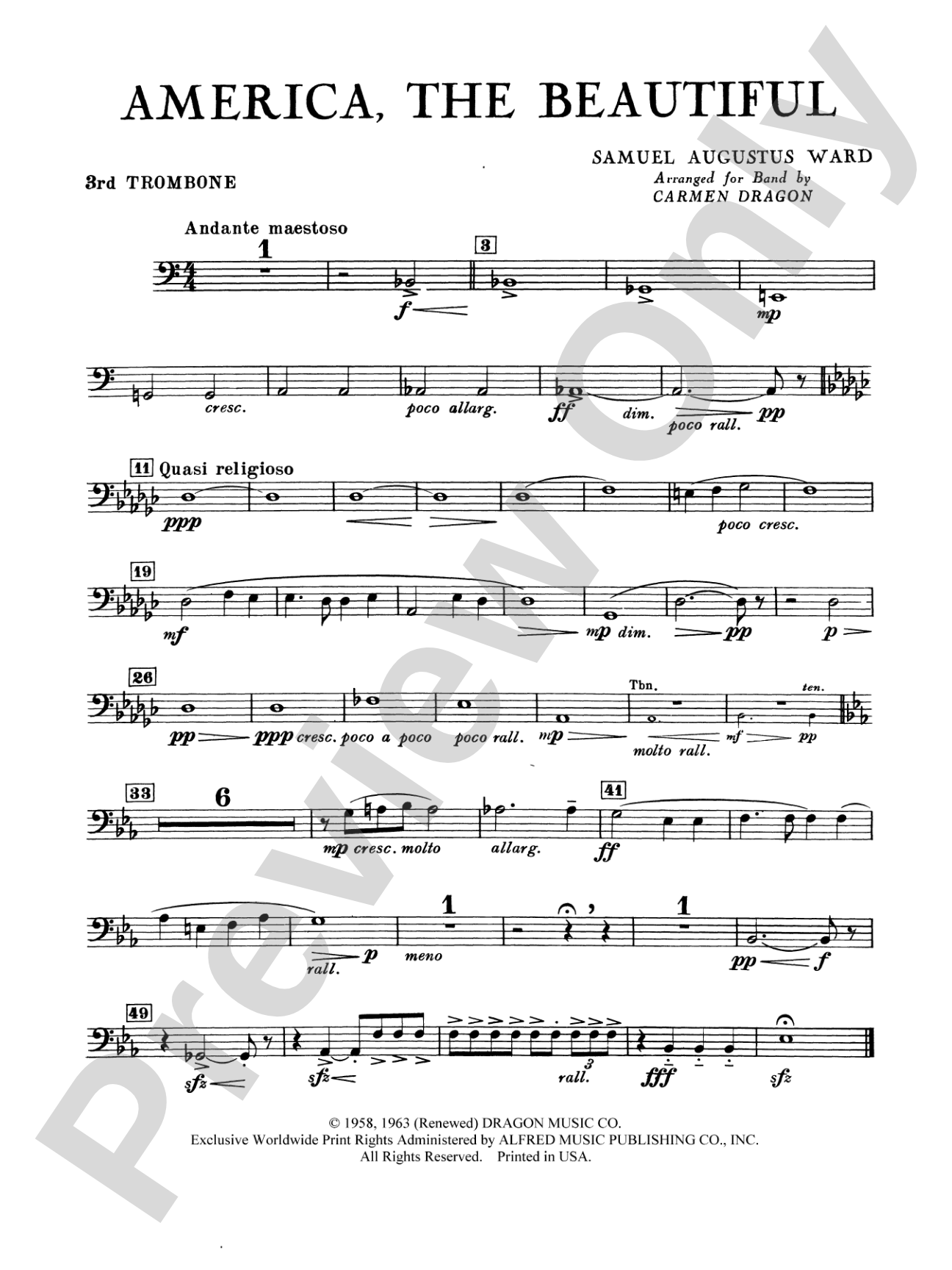 America the Beautiful: 3rd Trombone