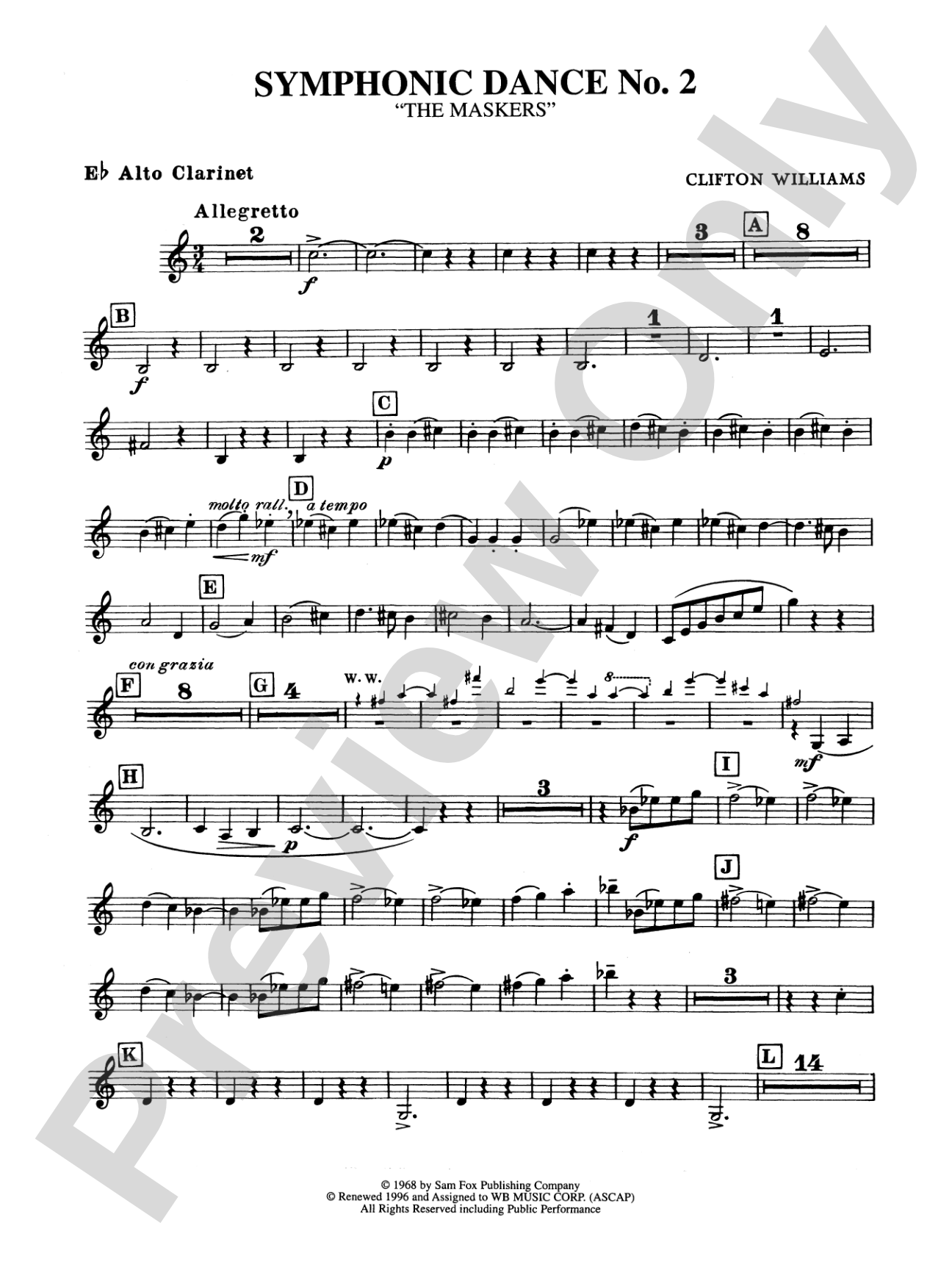 Symphonic Dance No. 2: E-flat Alto Clarinet