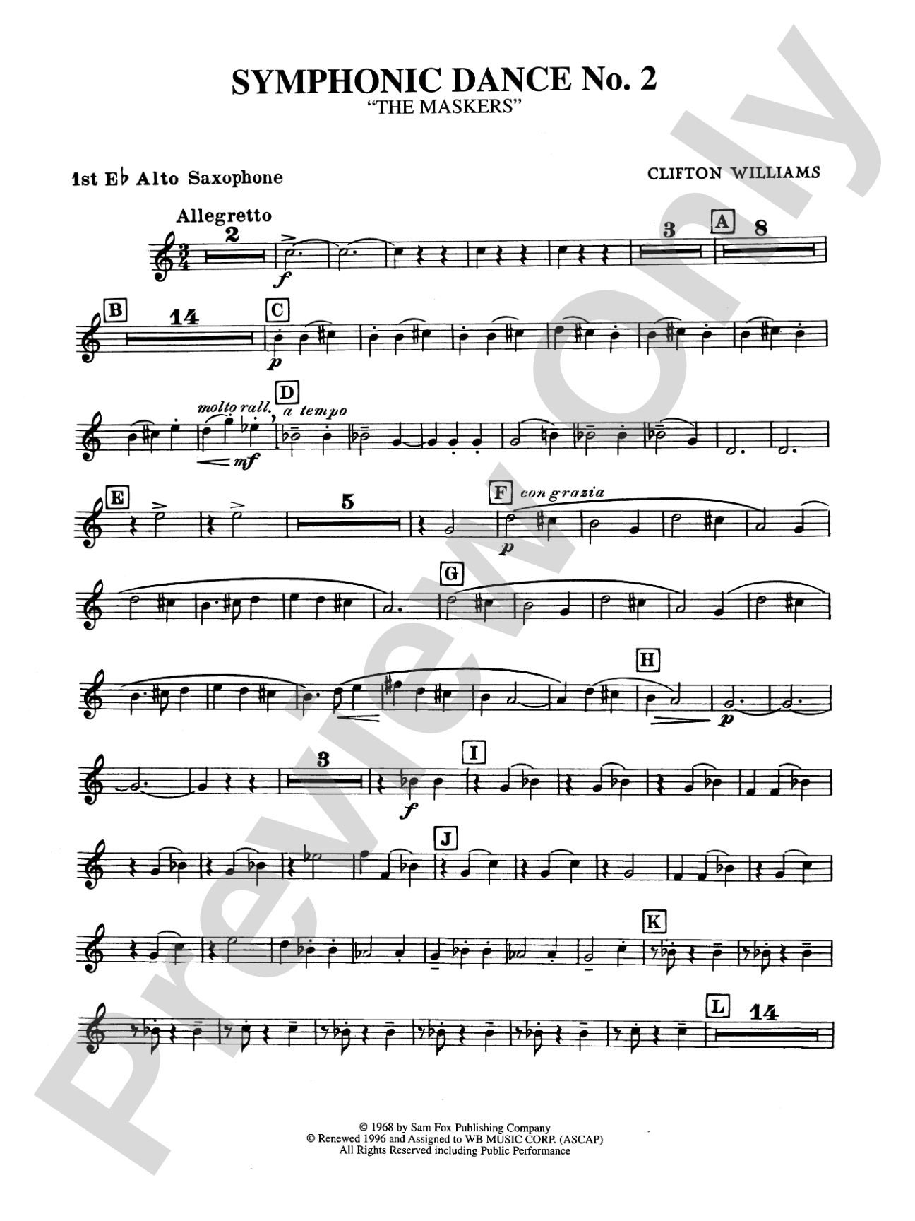 Symphonic Dance No. 2: E-flat Alto Saxophone