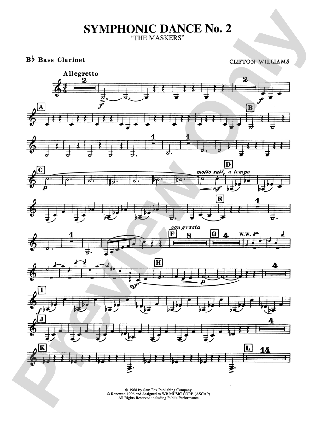 Symphonic Dance No. 2: B-flat Bass Clarinet