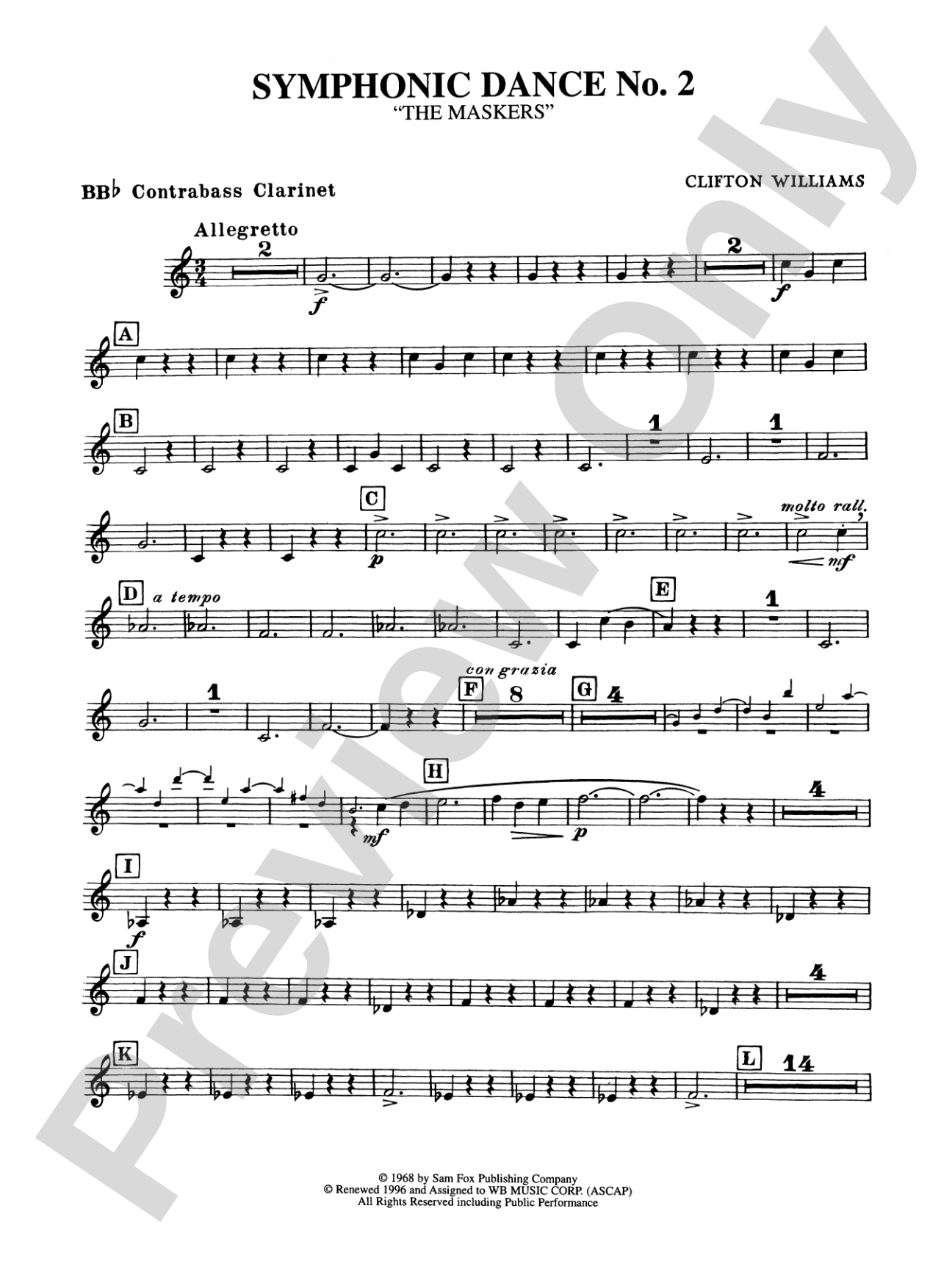 Symphonic Dance No. 2: B-flat Contrabass Clarinet