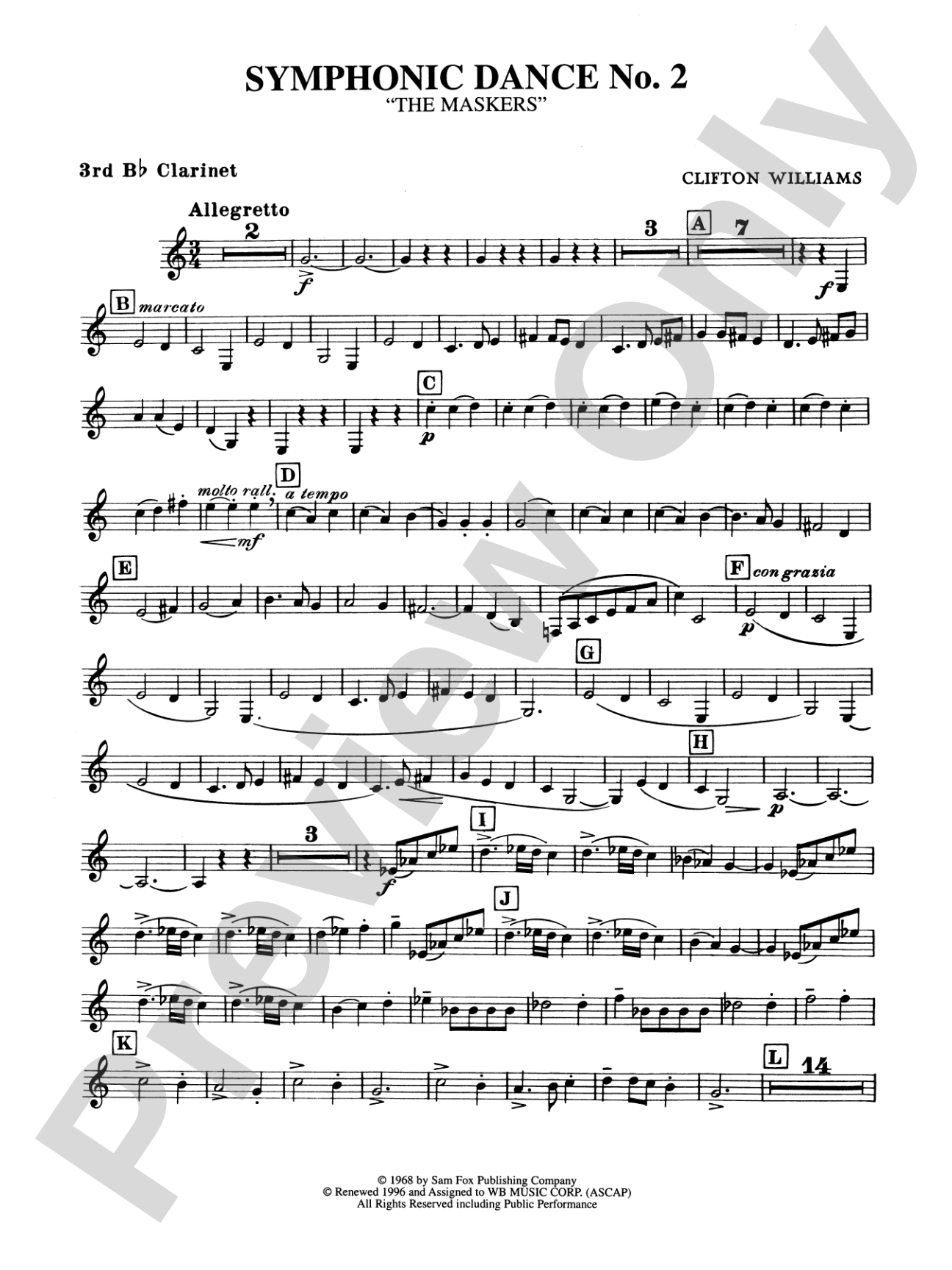 Symphonic Dance No. 2: 3rd B-flat Clarinet