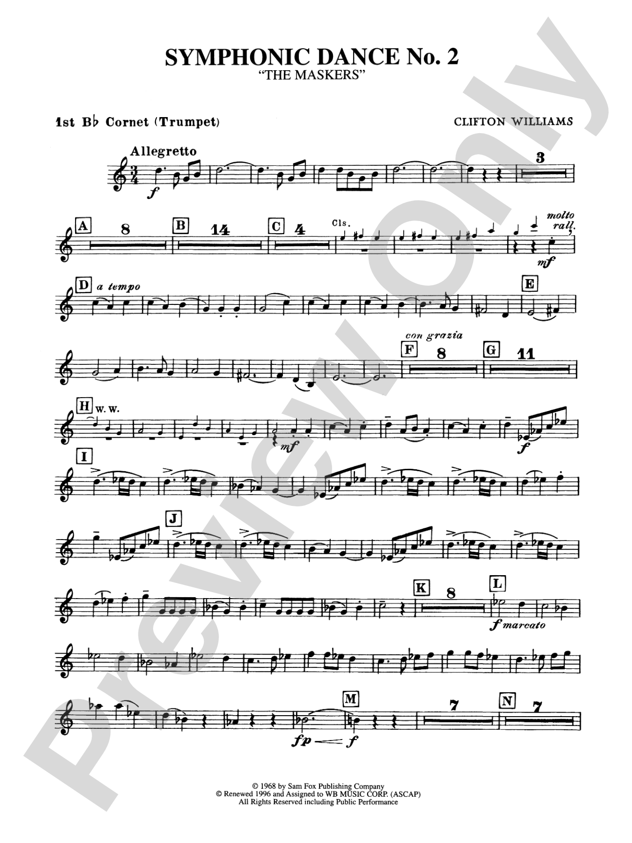 Symphonic Dance No. 2: 1st B-flat Cornet