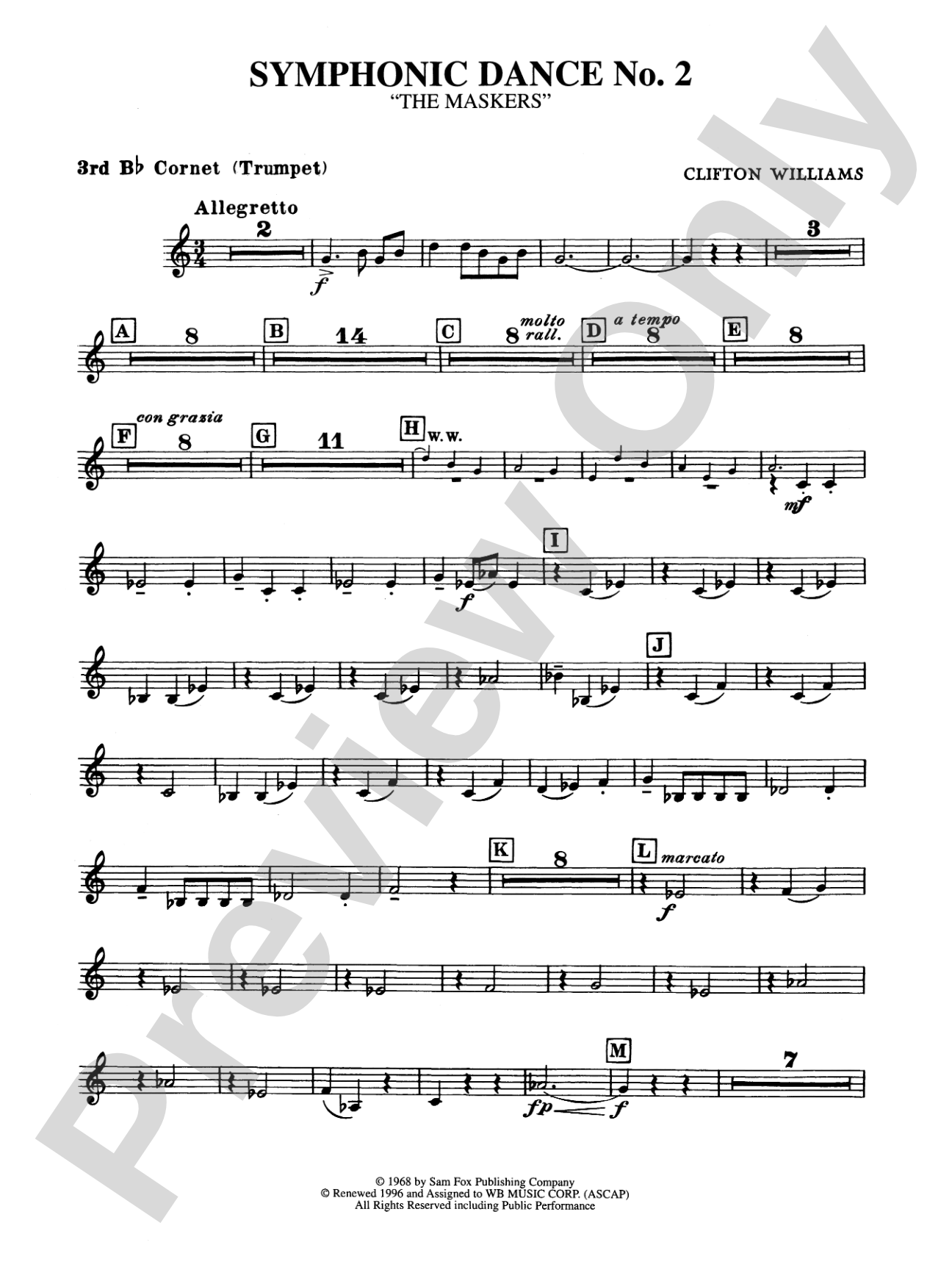 Symphonic Dance No. 2: 3rd B-flat Cornet