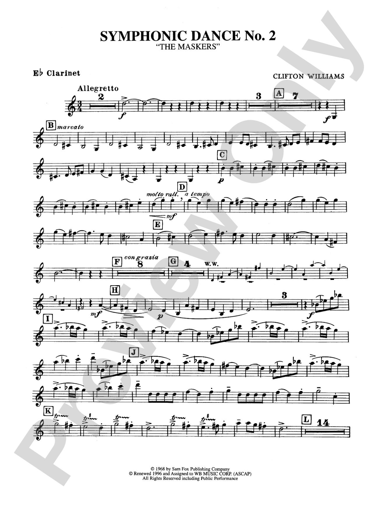 Symphonic Dance No. 2: E-flat Soprano Clarinet