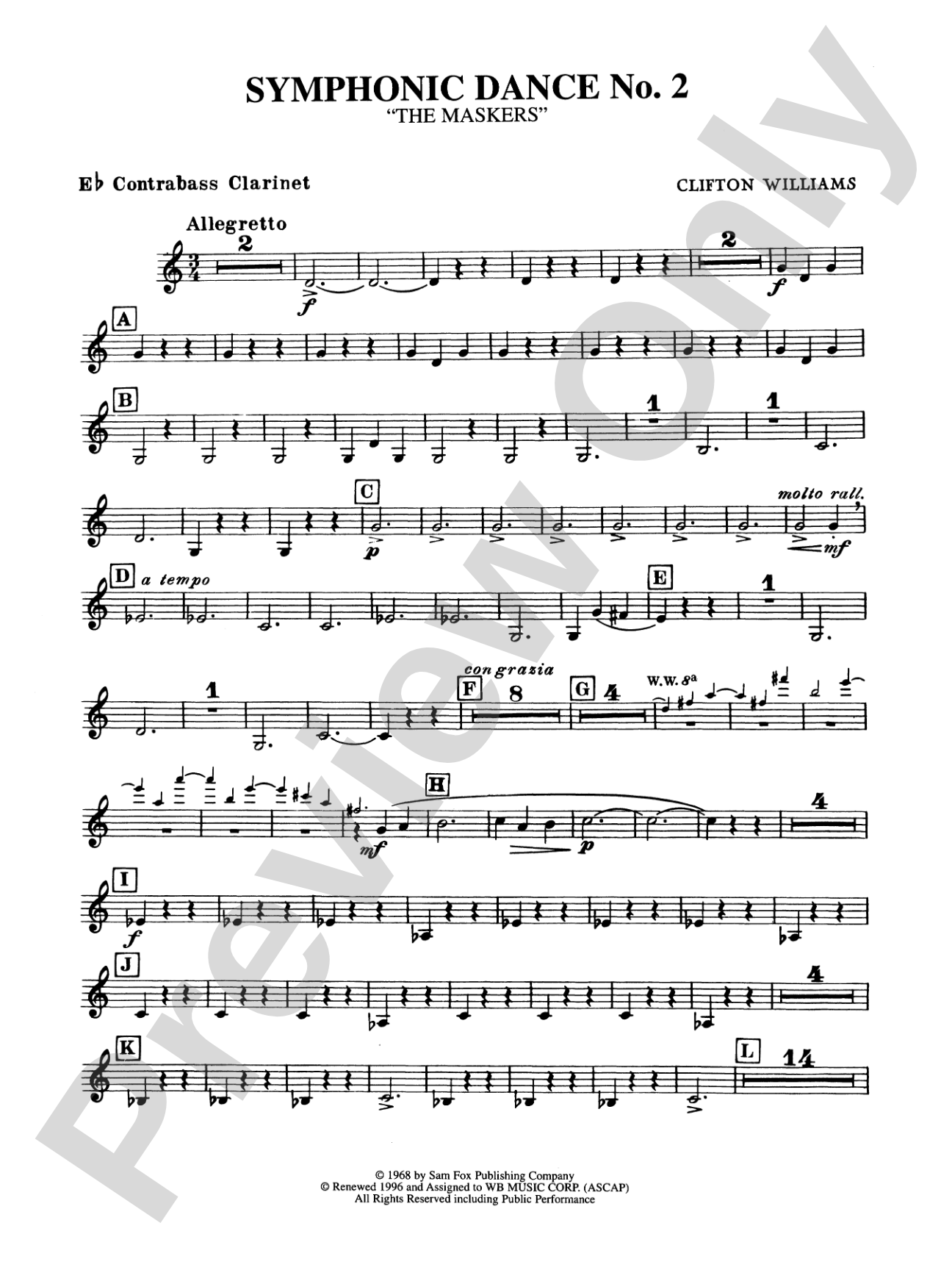 Symphonic Dance No. 2: E-flat Contrabass Clarinet