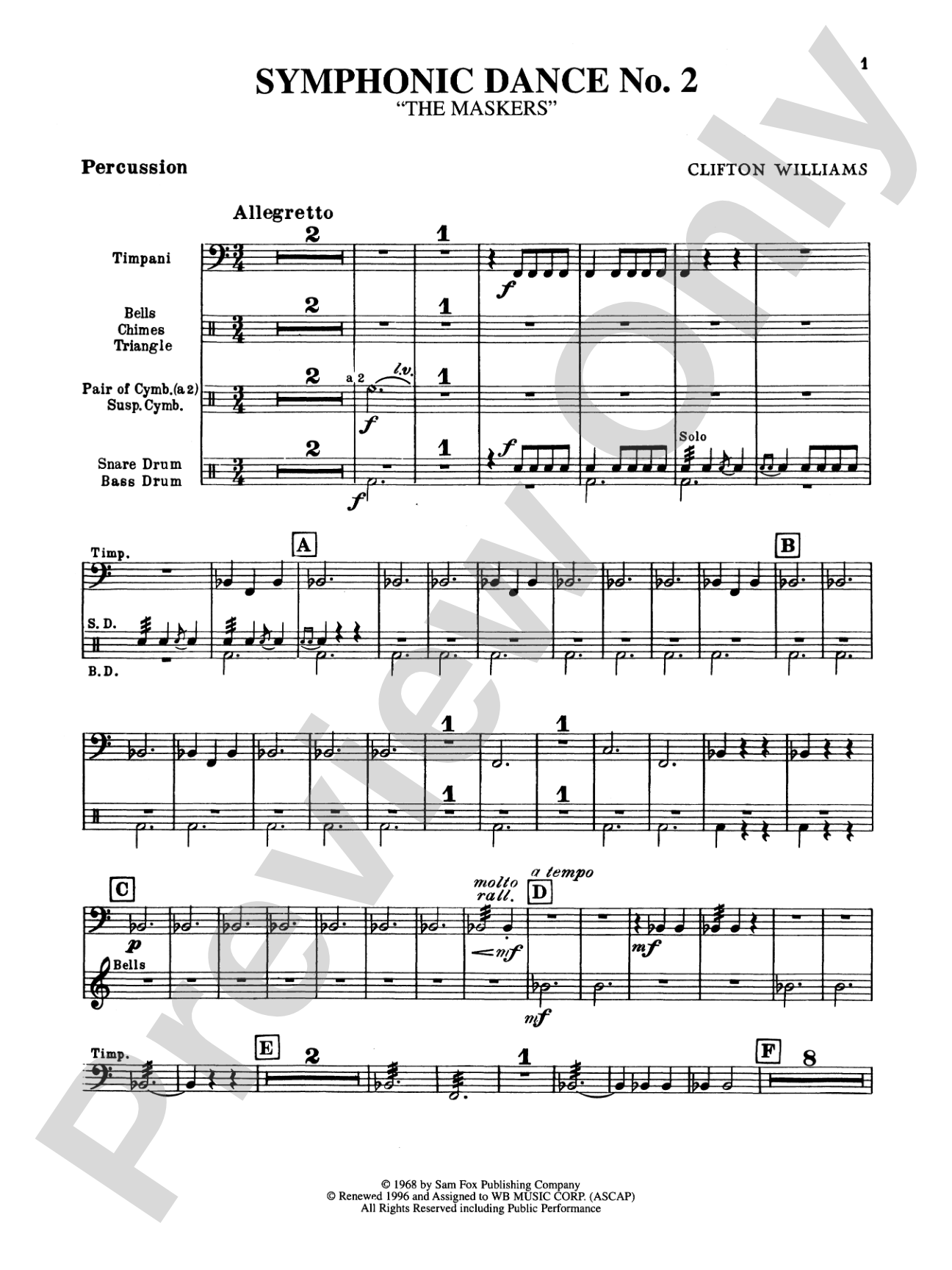Symphonic Dance No. 2: 1st Percussion