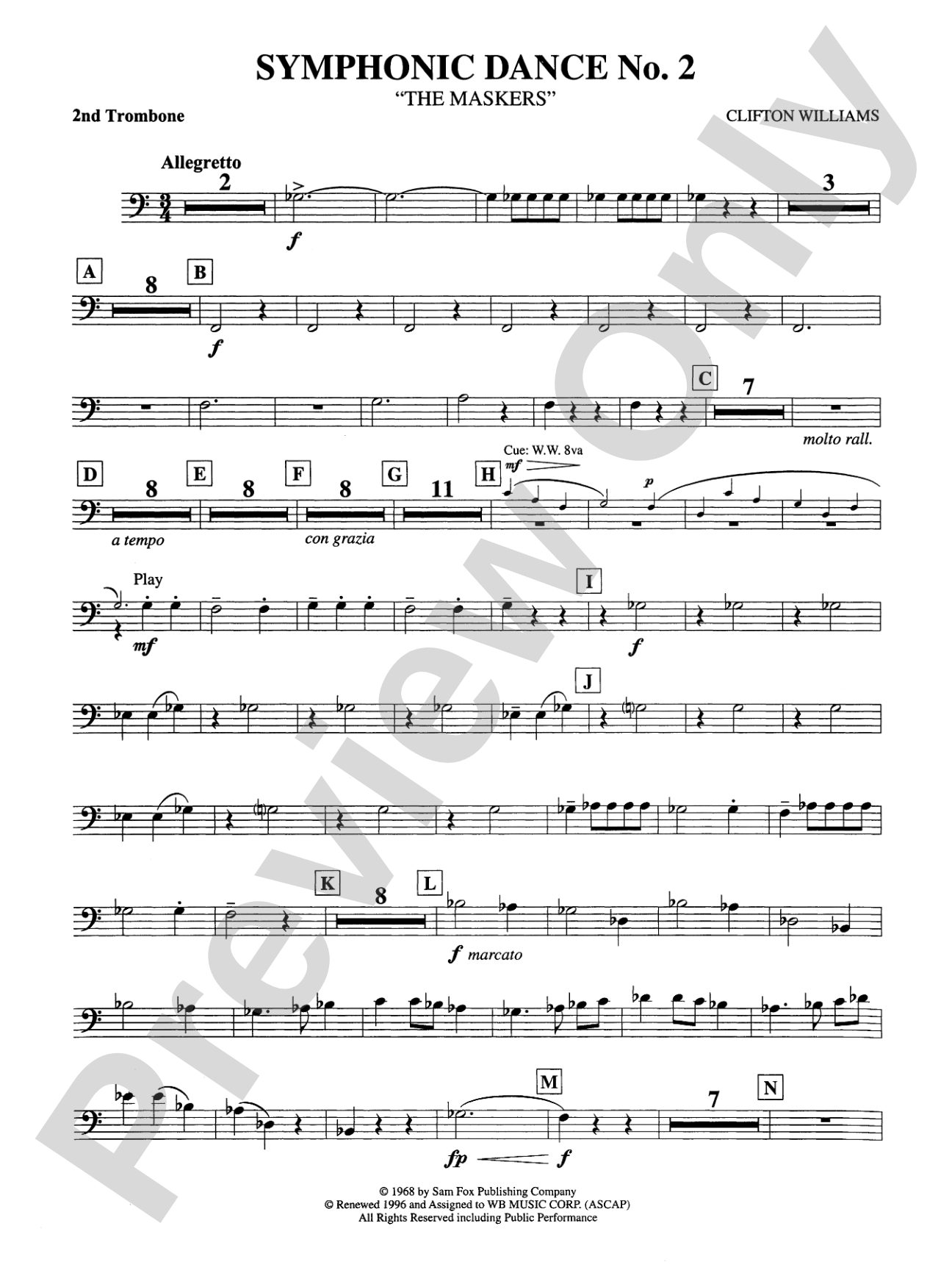 Symphonic Dance No. 2: 2nd Trombone
