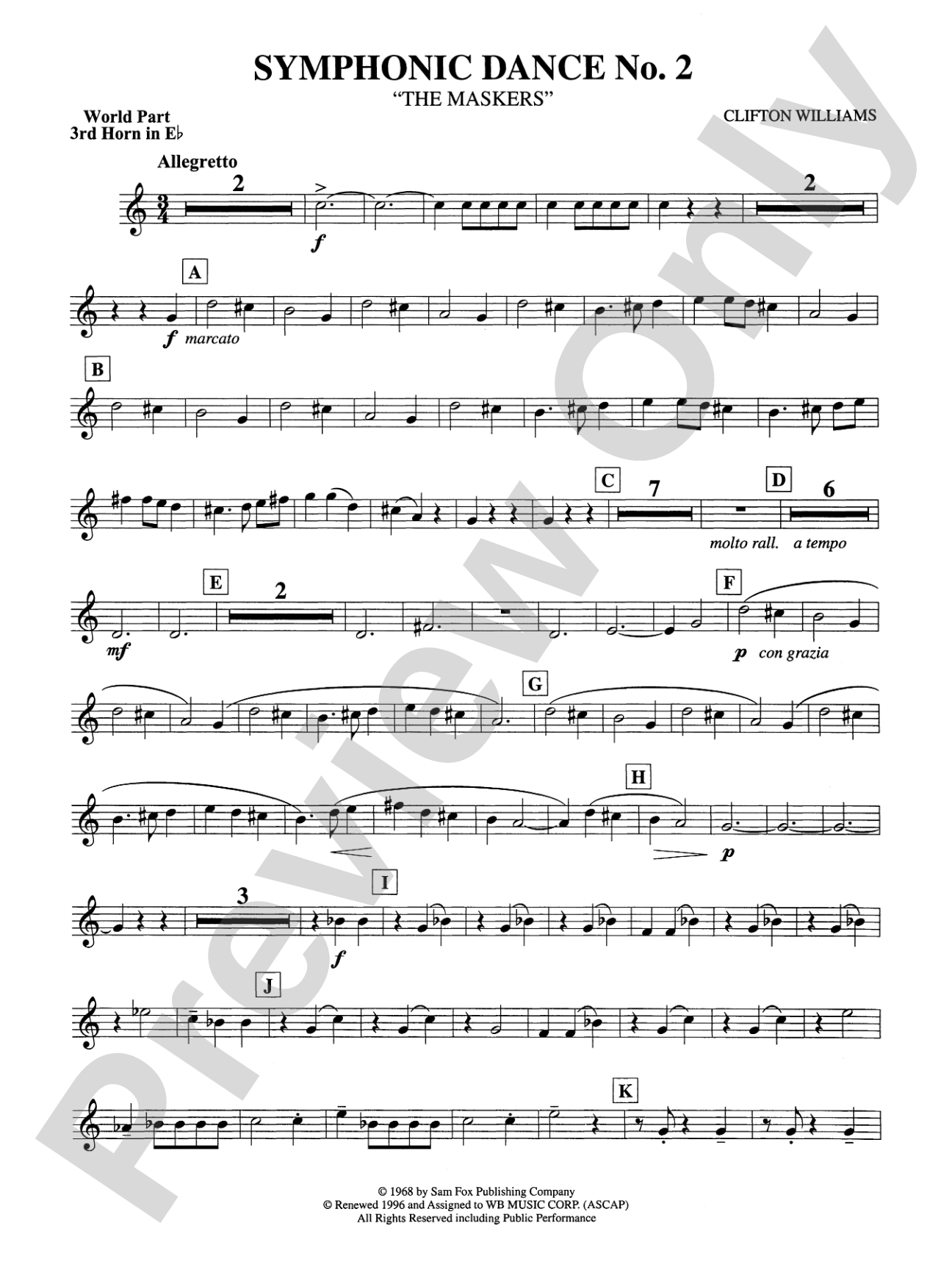 Symphonic Dance No. 2: (wp) 3rd Horn in E-flat
