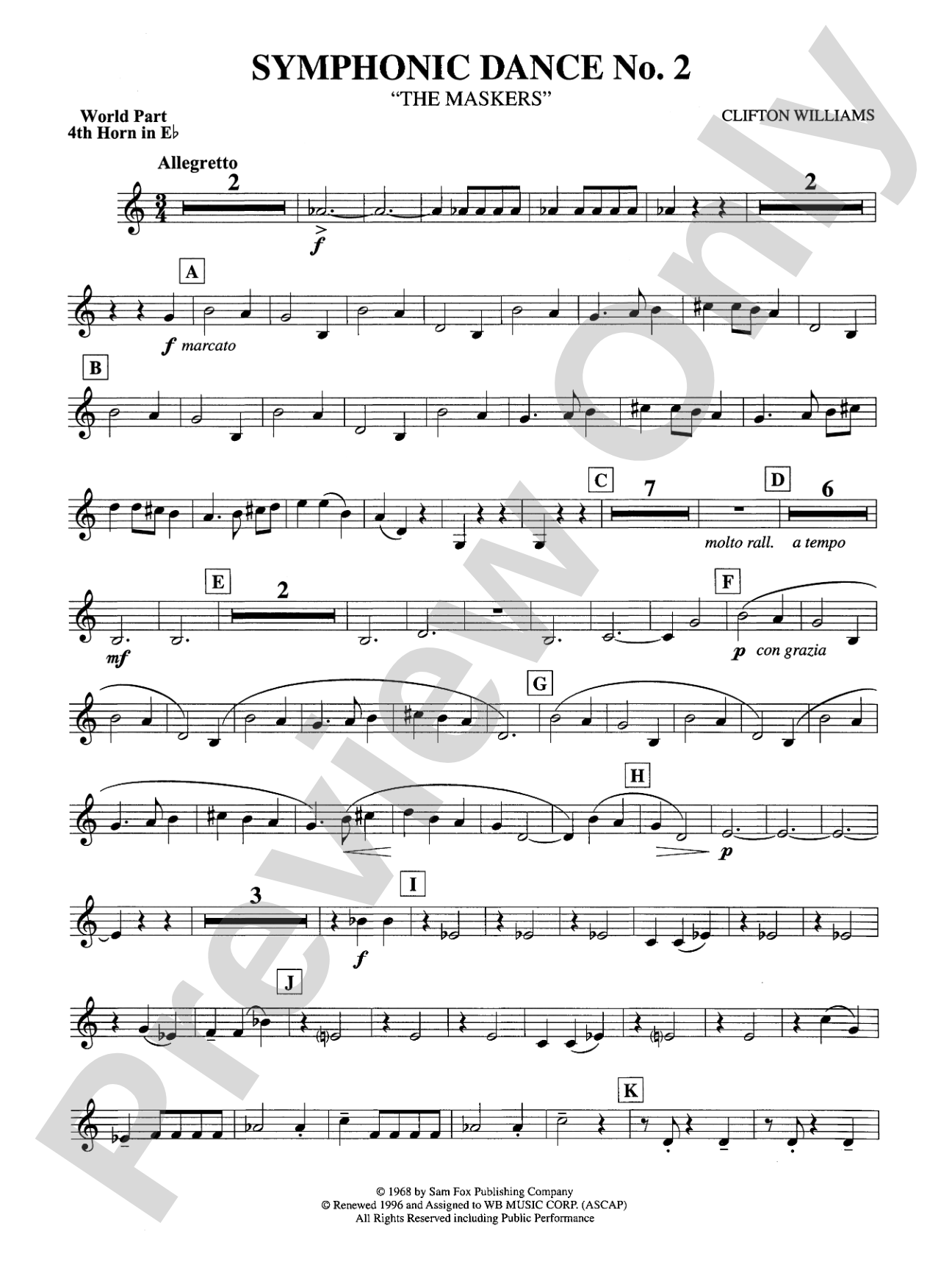 Symphonic Dance No. 2: (wp) 4th Horn in E-flat