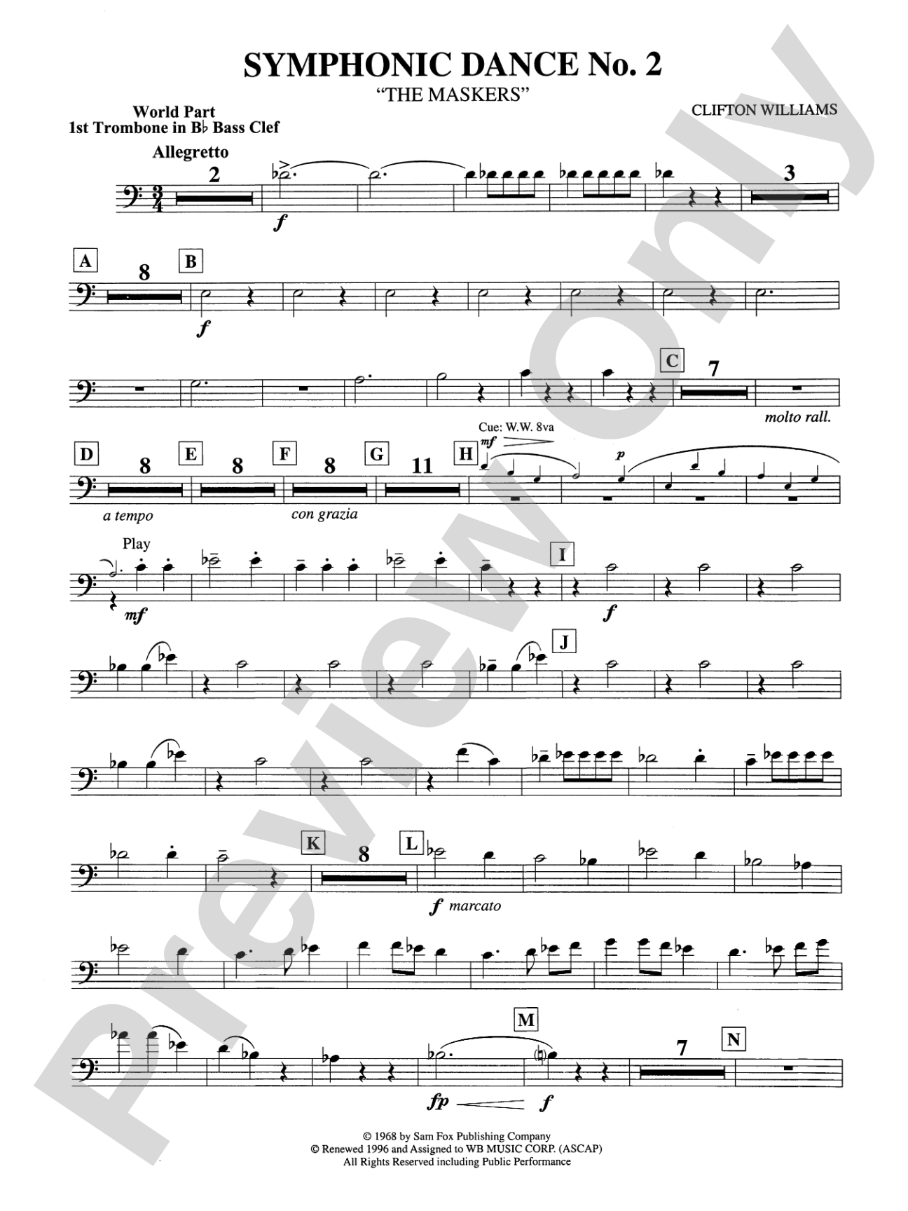 Symphonic Dance No. 2: (wp) 1st B-flat Trombone B.C.