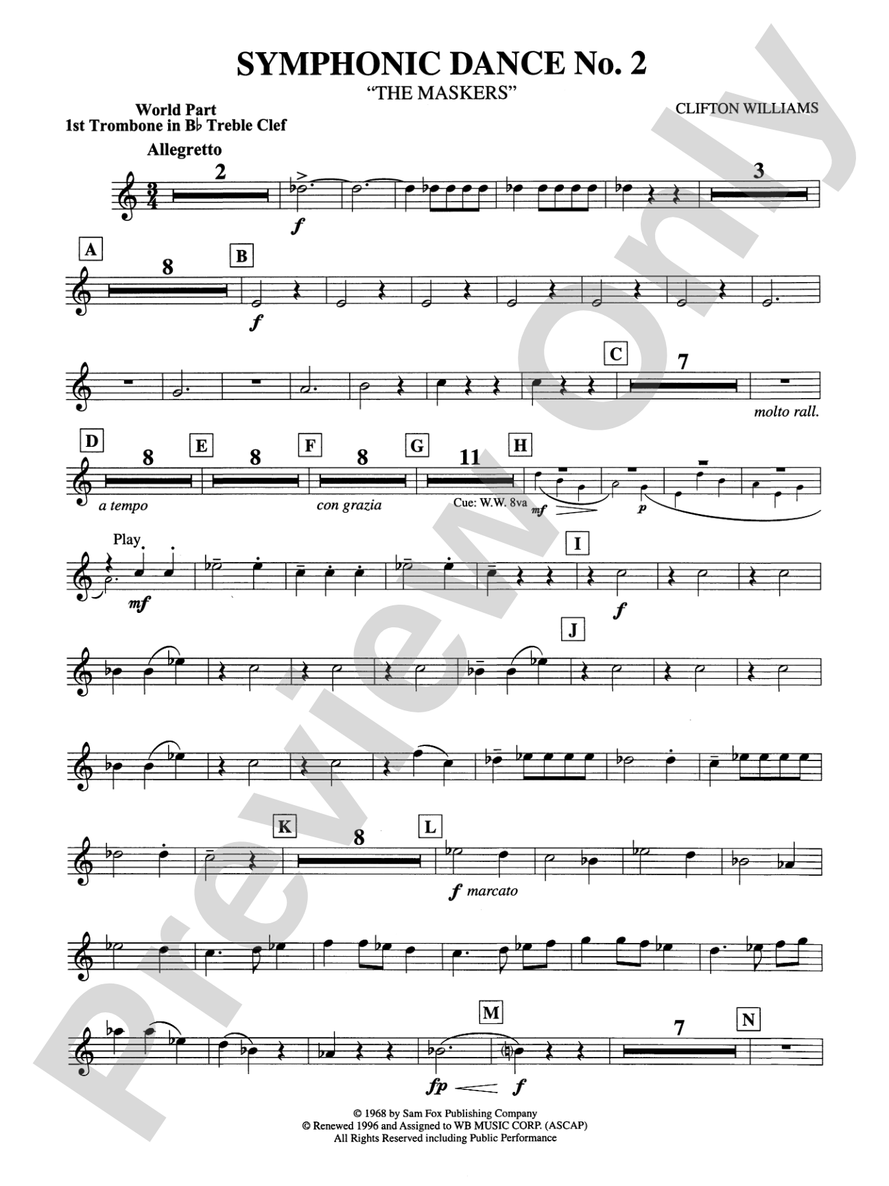 Symphonic Dance No. 2: (wp) 1st B-flat Trombone T.C.