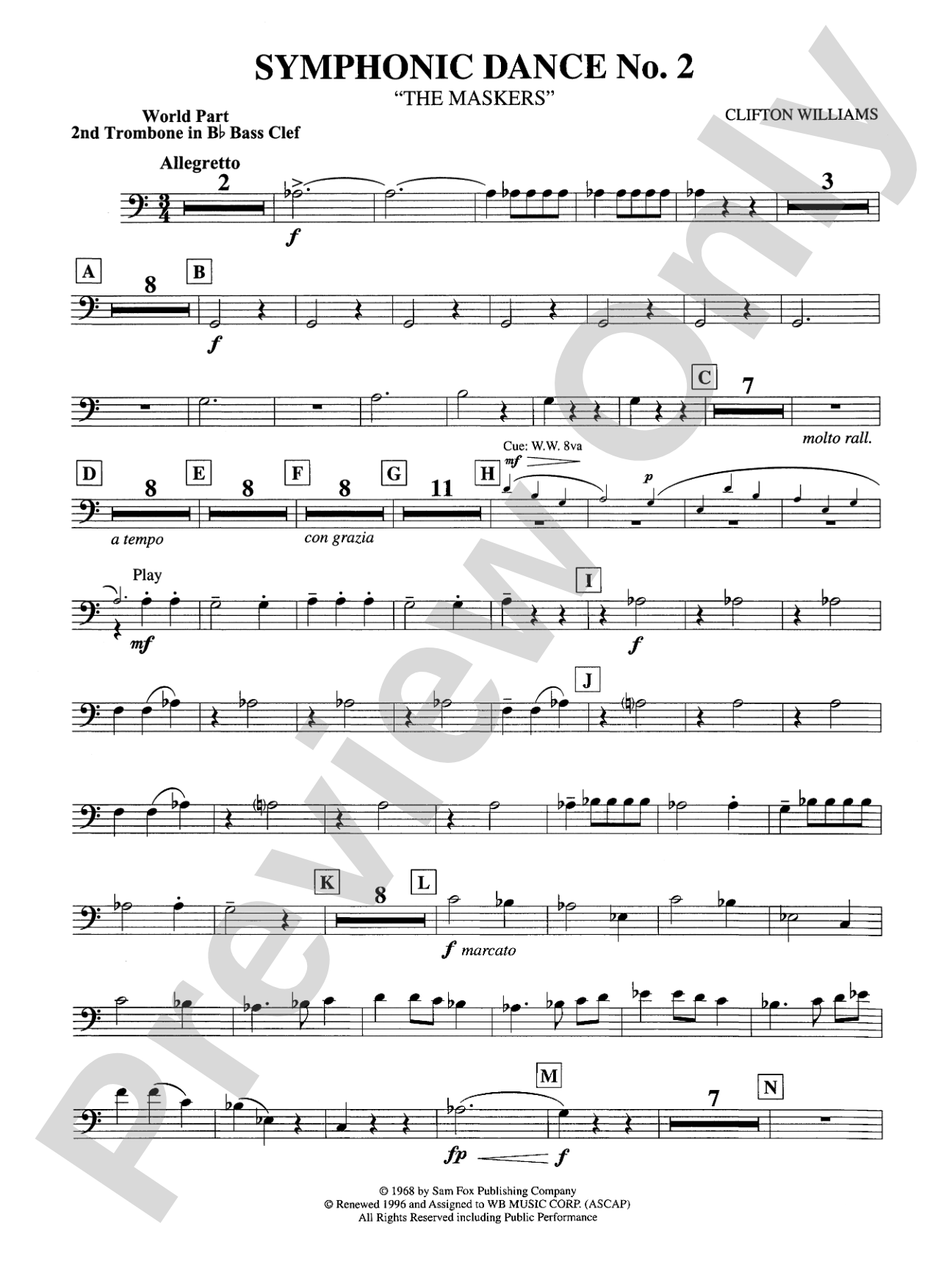 Symphonic Dance No. 2: (wp) 2nd B-flat Trombone B.C.