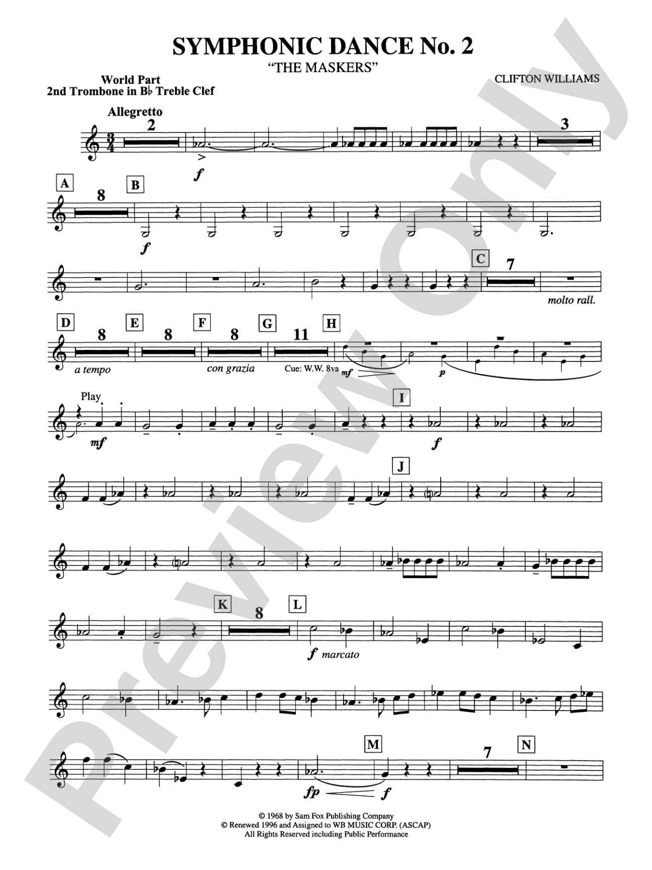 Symphonic Dance No. 2: (wp) 2nd B-flat Trombone T.C.