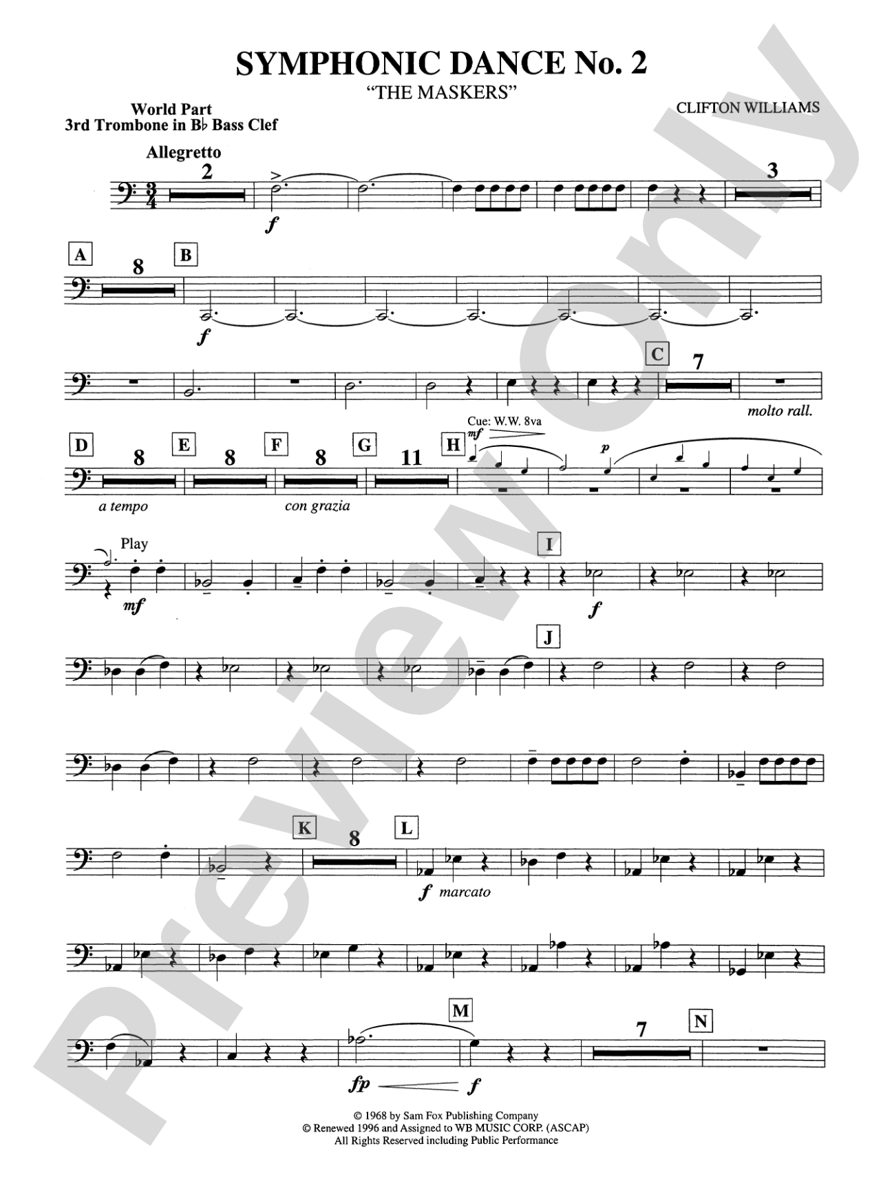 Symphonic Dance No. 2: (wp) 3rd B-flat Trombone B.C.
