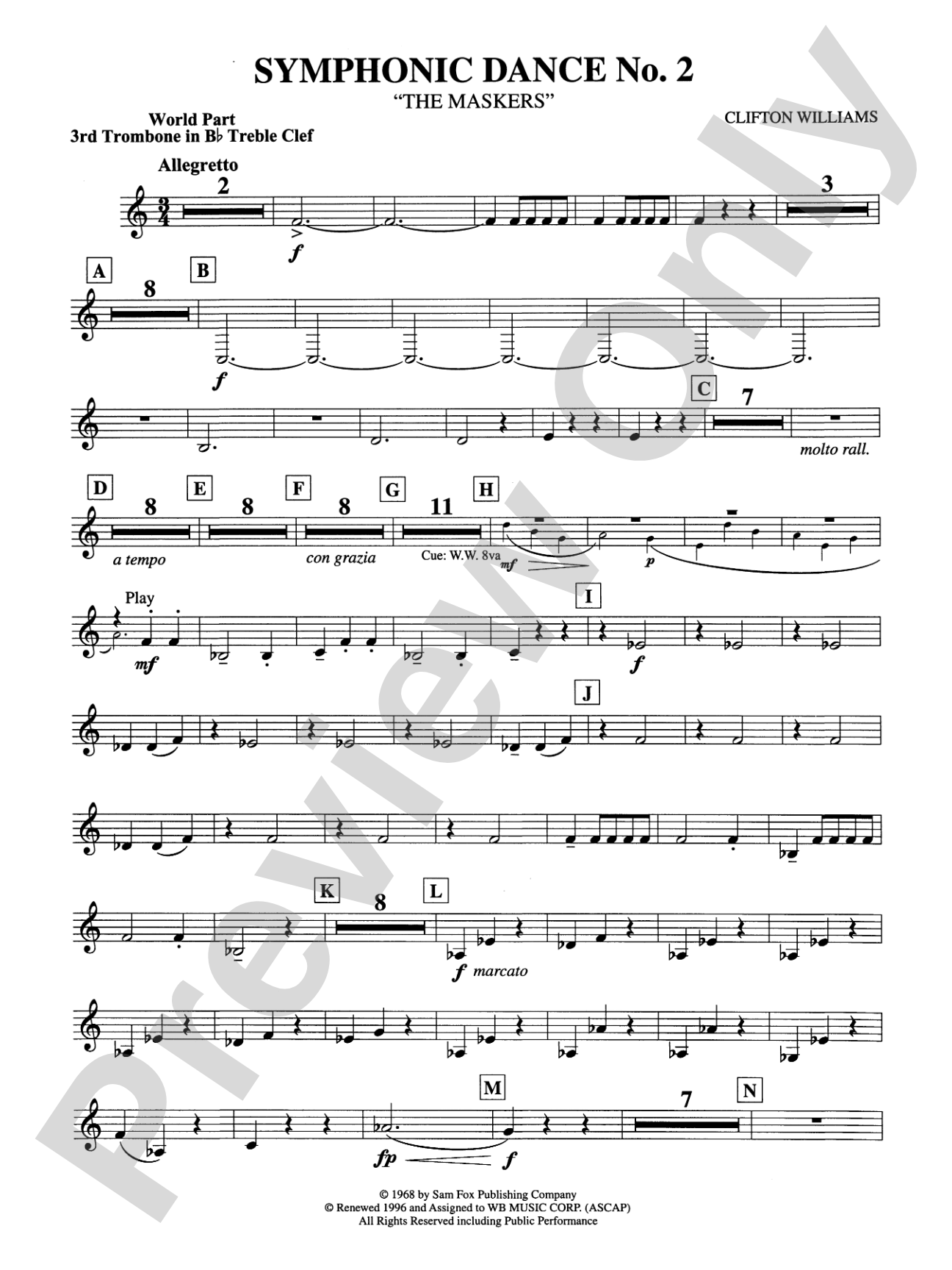 Symphonic Dance No. 2: (wp) 3rd B-flat Trombone T.C.