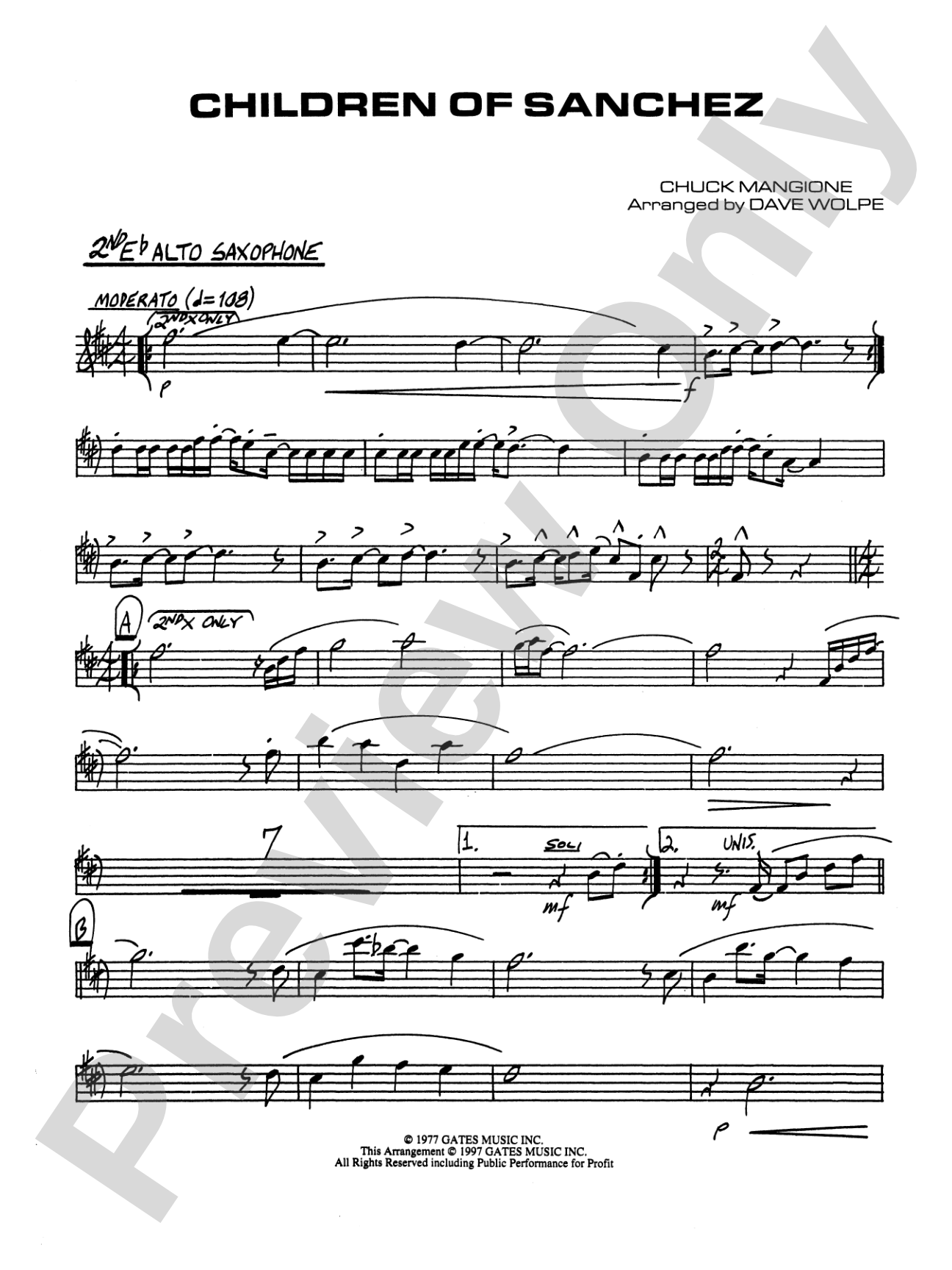 Children of Sanchez: 2nd E-flat Alto Saxophone