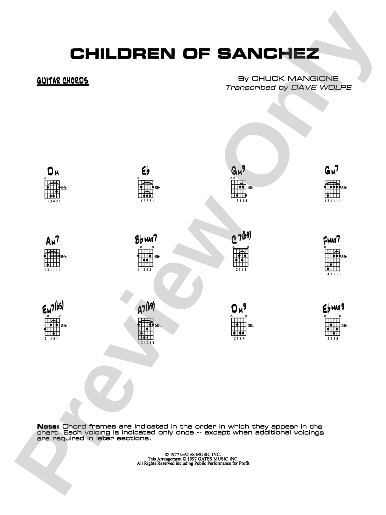 Children of Sanchez: Guitar Chords
