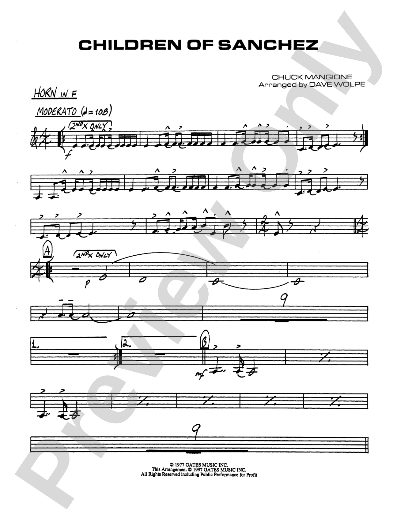 Children of Sanchez: 1st F Horn