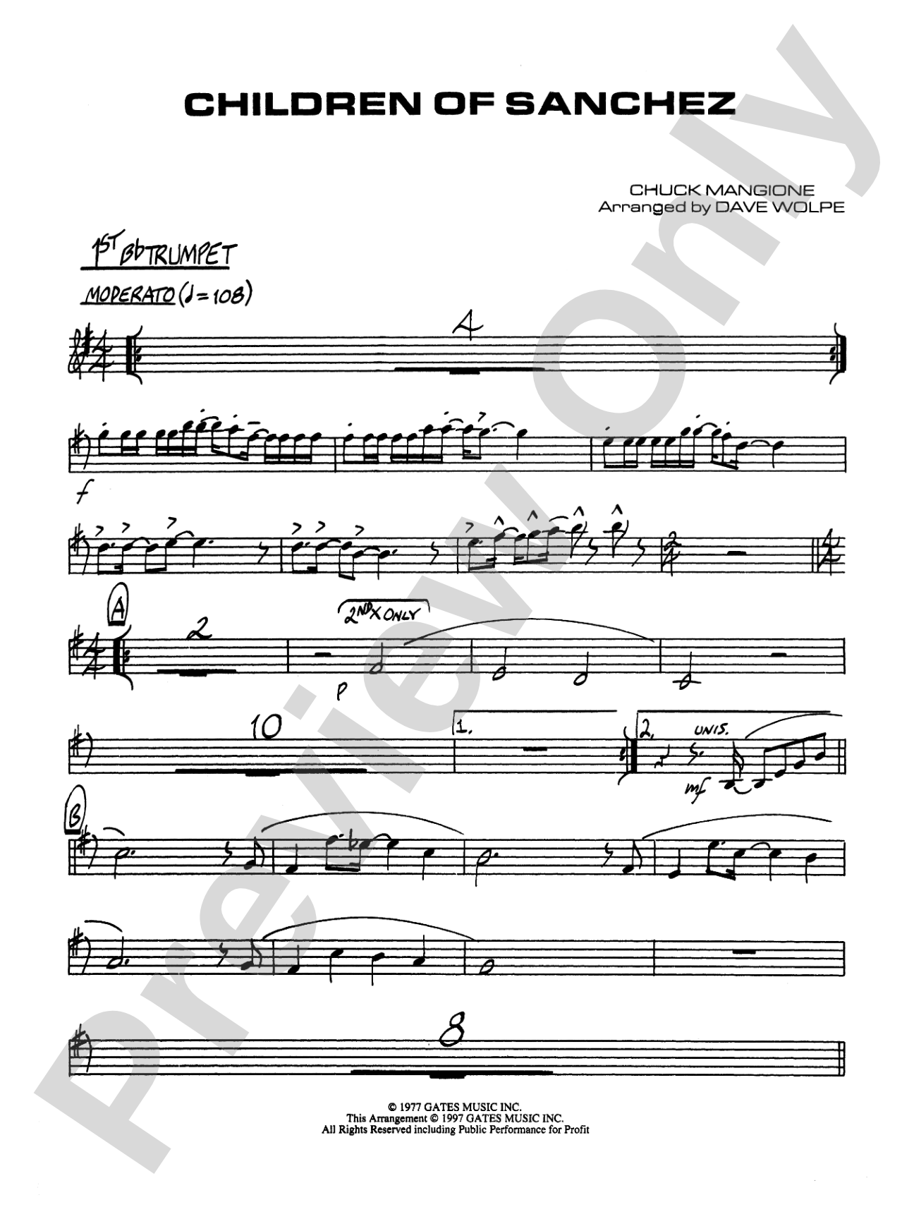 Children of Sanchez: 1st B-flat Trumpet