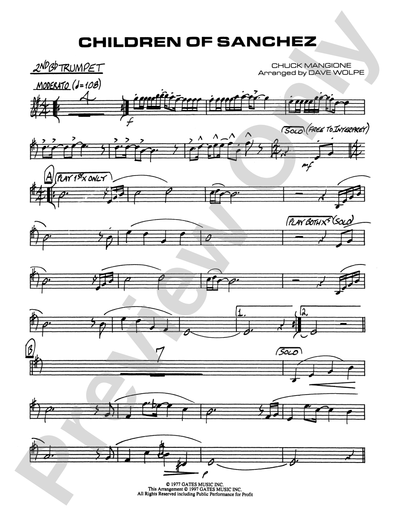 Children of Sanchez: 2nd B-flat Trumpet
