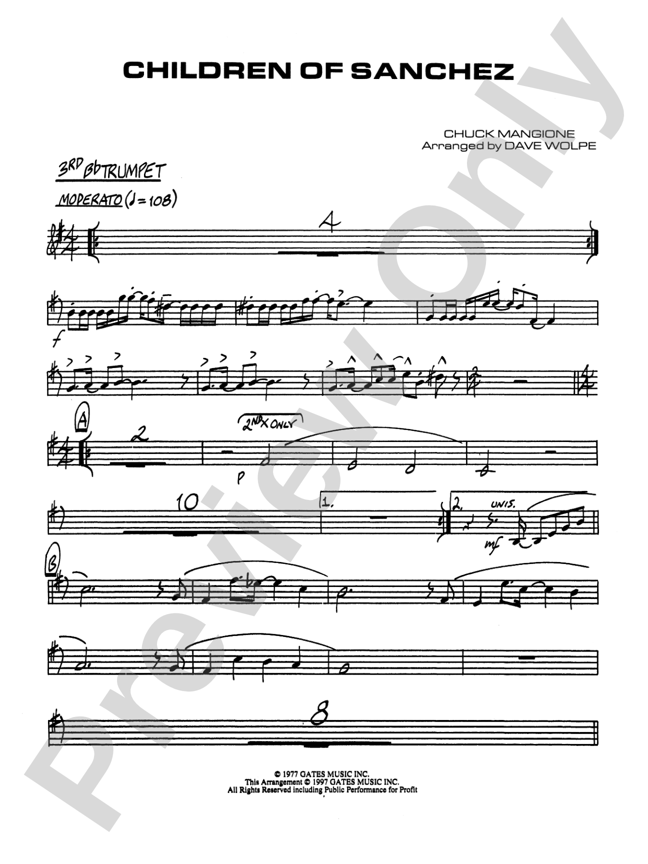 Children of Sanchez: 3rd B-flat Trumpet