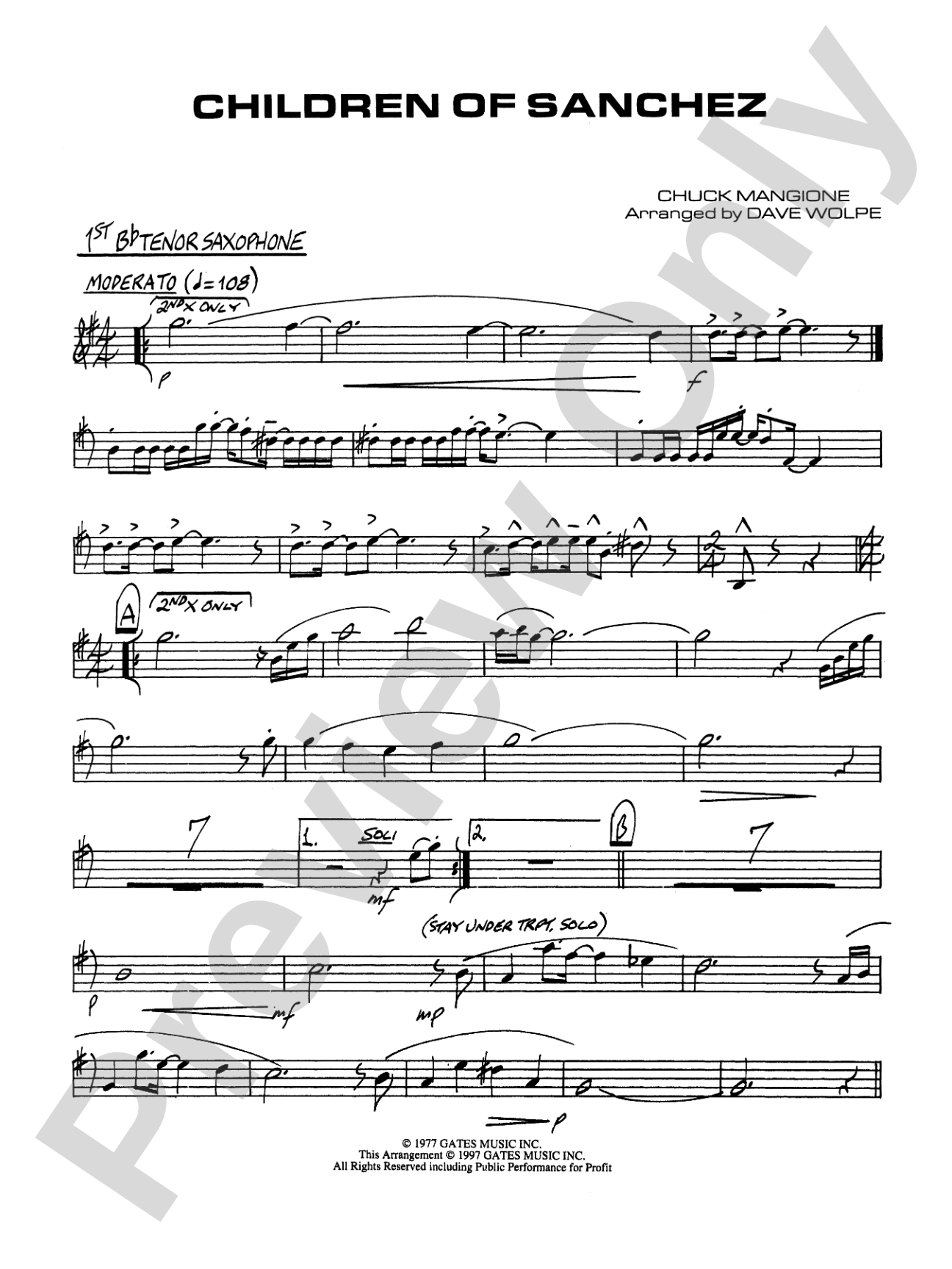 Children of Sanchez: B-flat Tenor Saxophone
