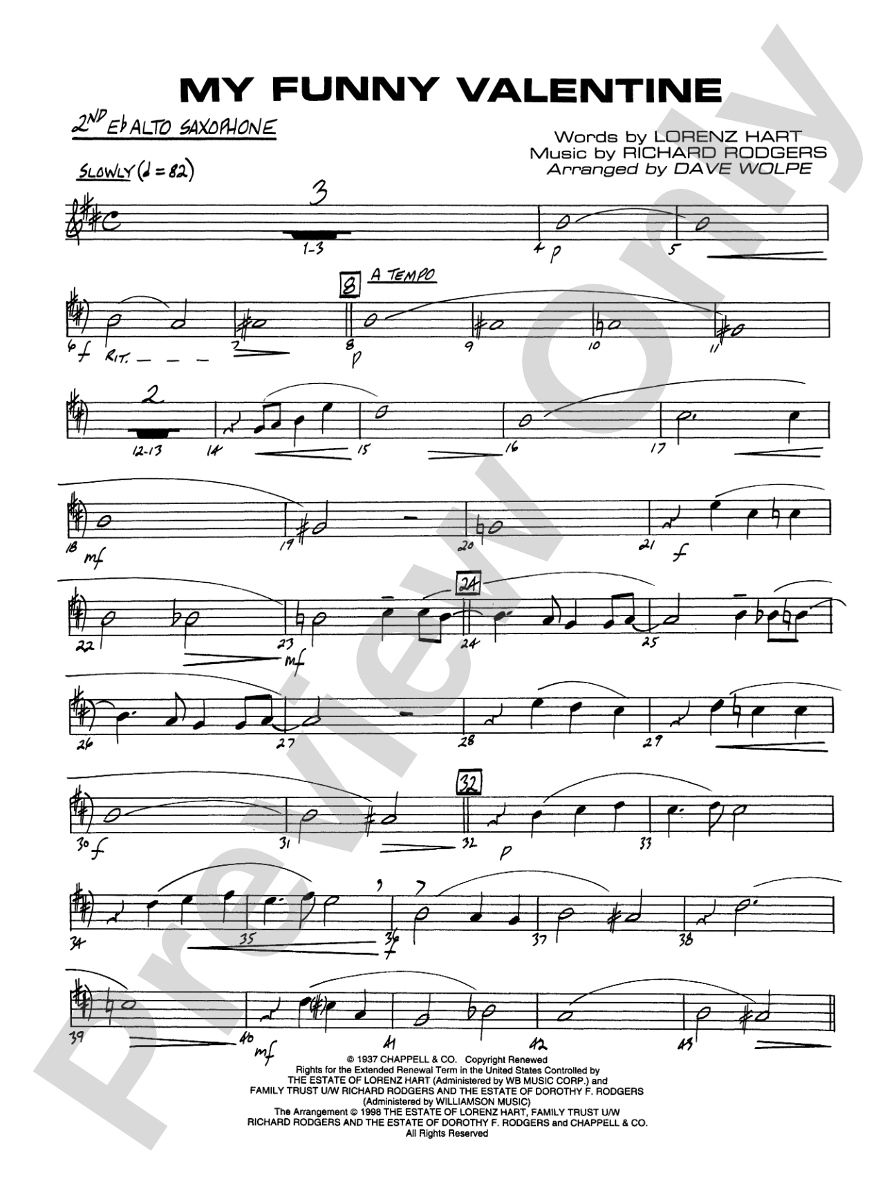 My Funny Valentine: 2nd E-flat Alto Saxophone