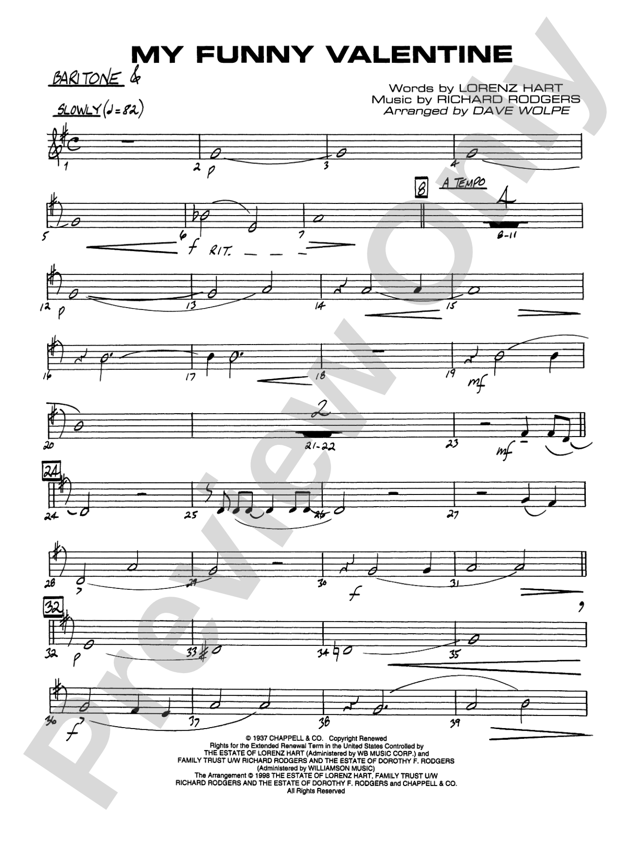My Funny Valentine: Baritone T.C.