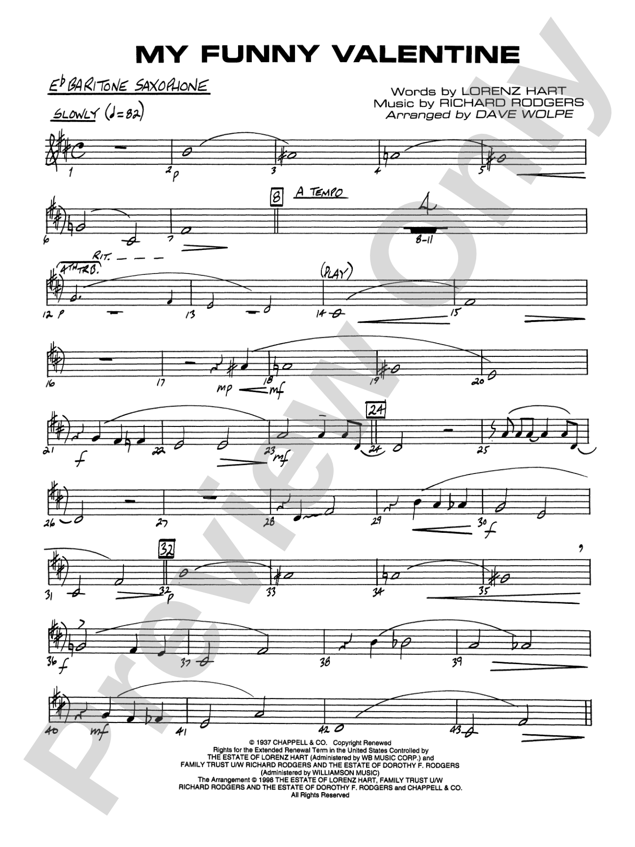 My Funny Valentine: E-flat Baritone Saxophone