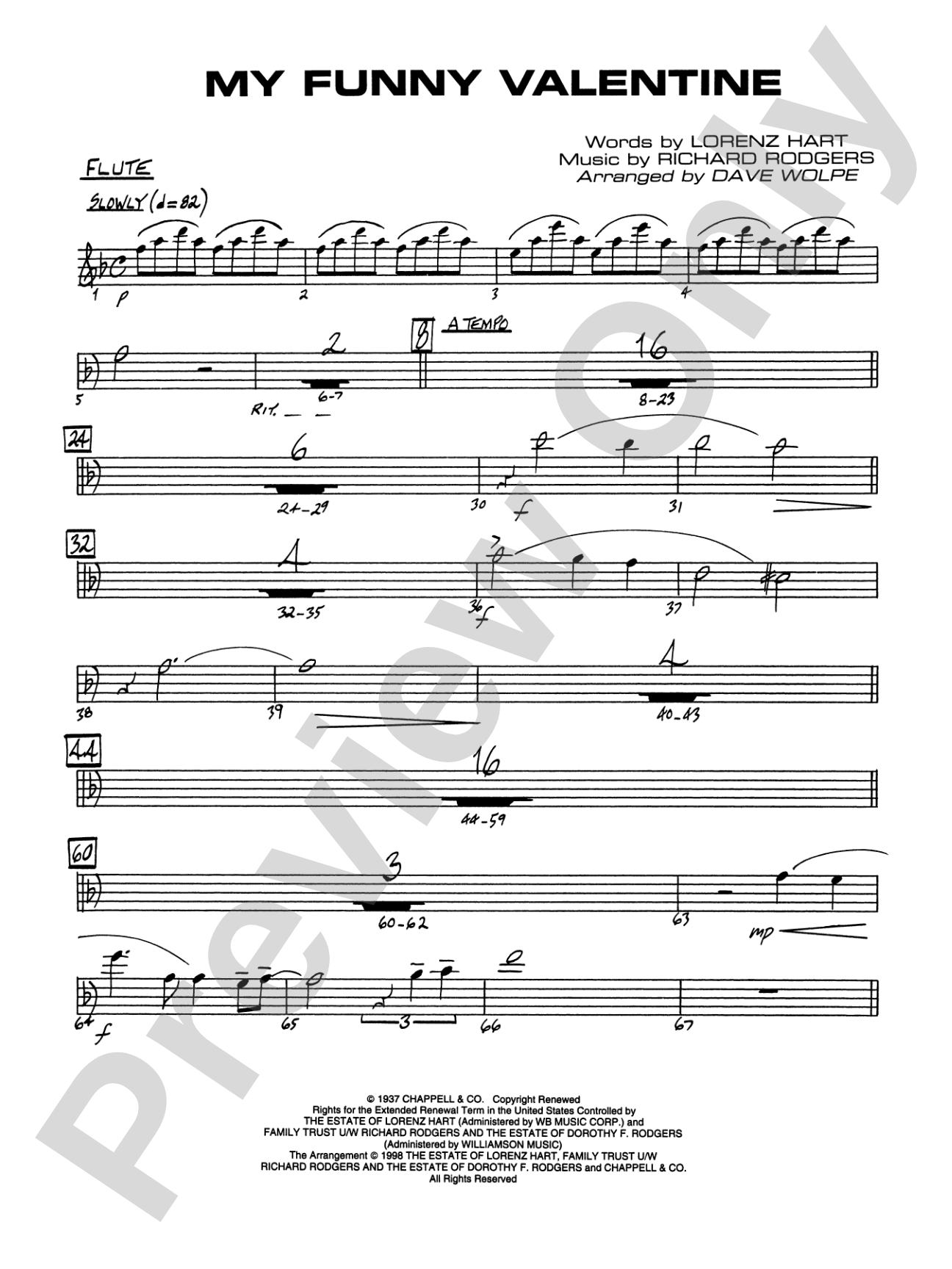 My Funny Valentine: Flute
