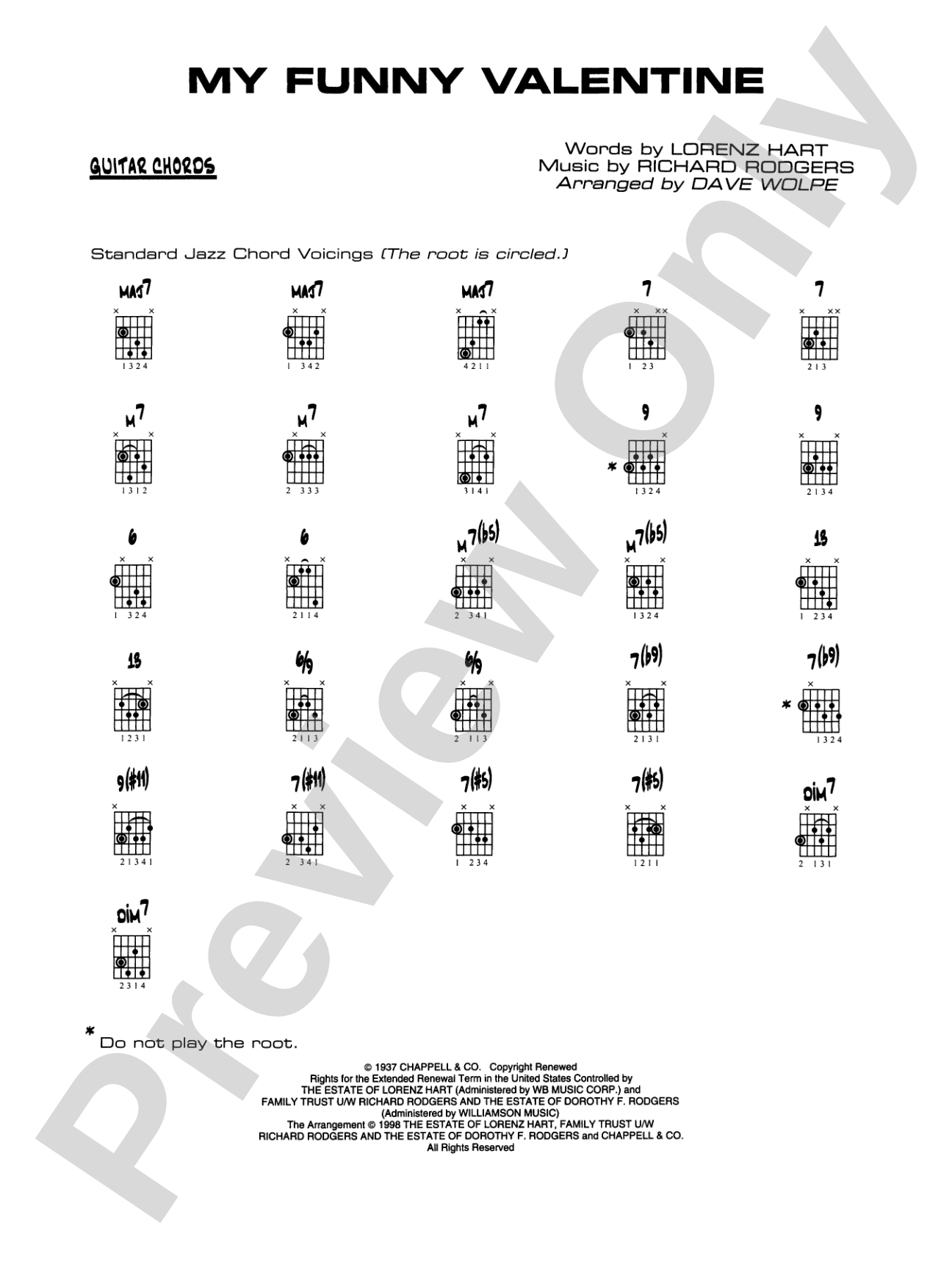 My Funny Valentine: Guitar Chords