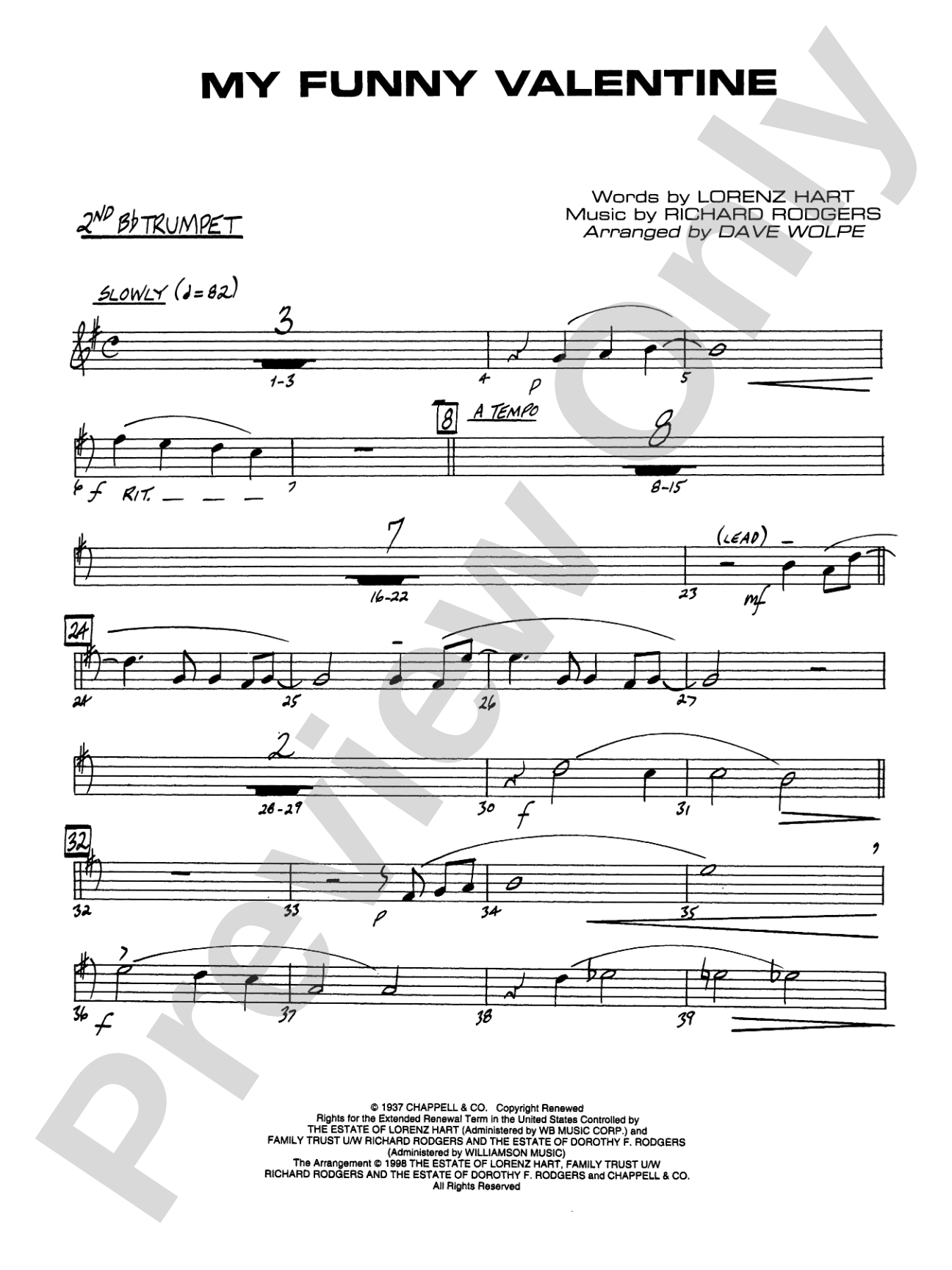 My Funny Valentine: 2nd B-flat Trumpet