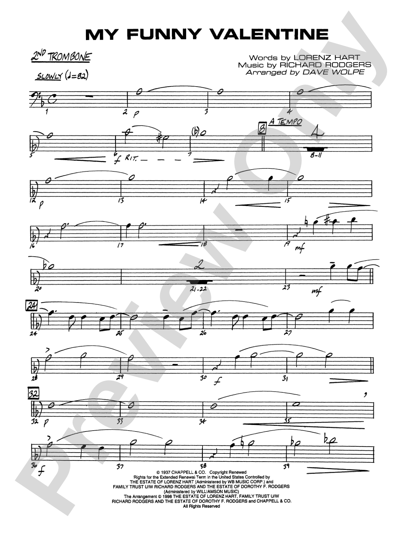 My Funny Valentine: 2nd Trombone
