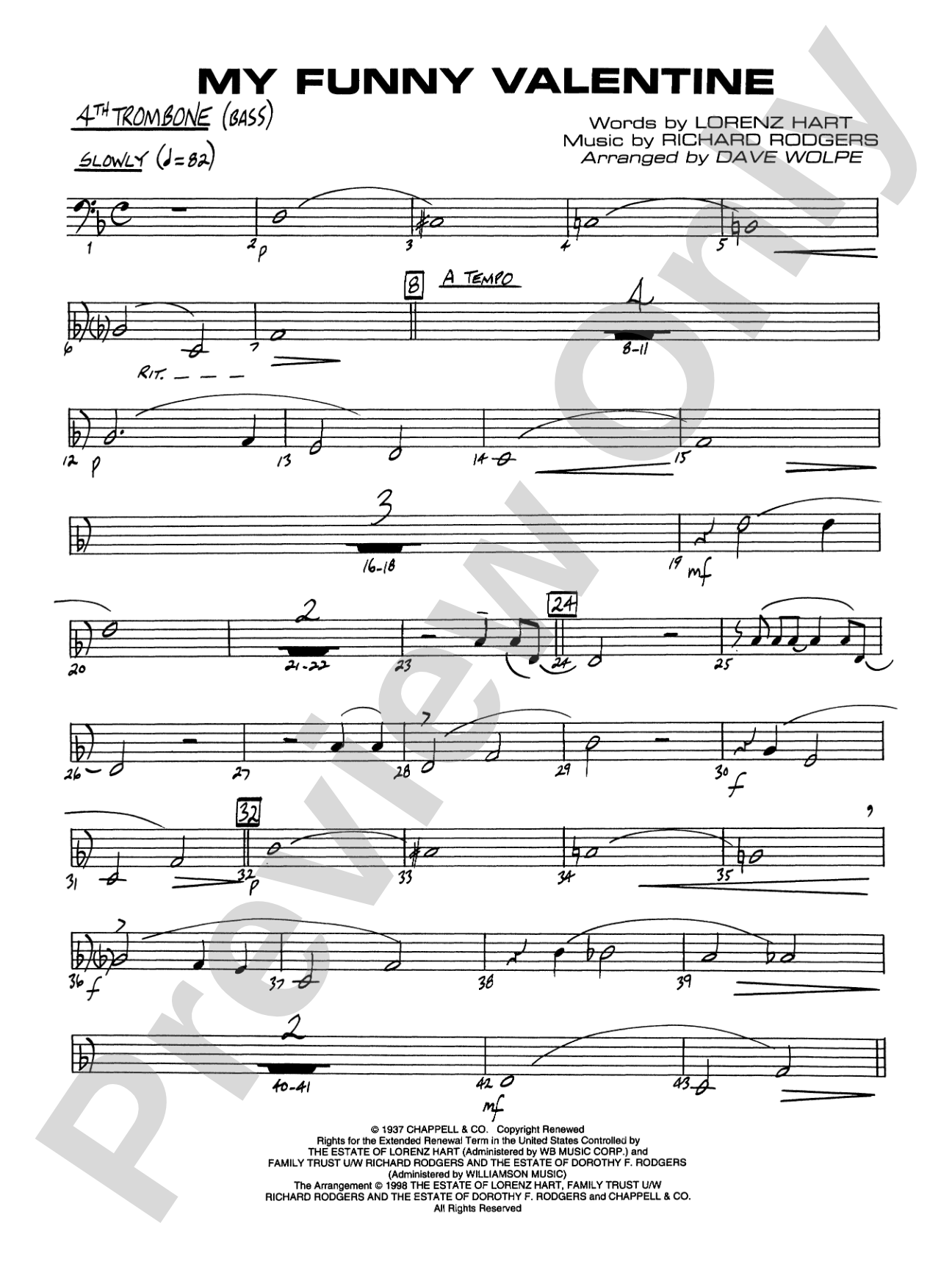 My Funny Valentine: 4th Trombone