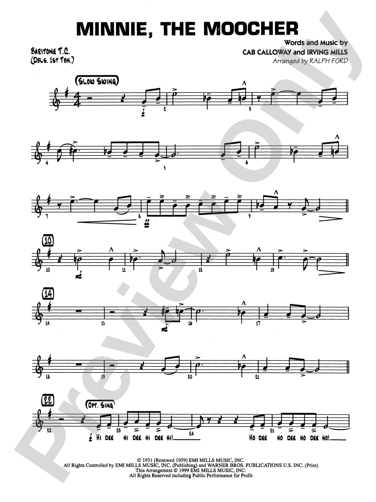 Minnie the Moocher: Baritone T.C.