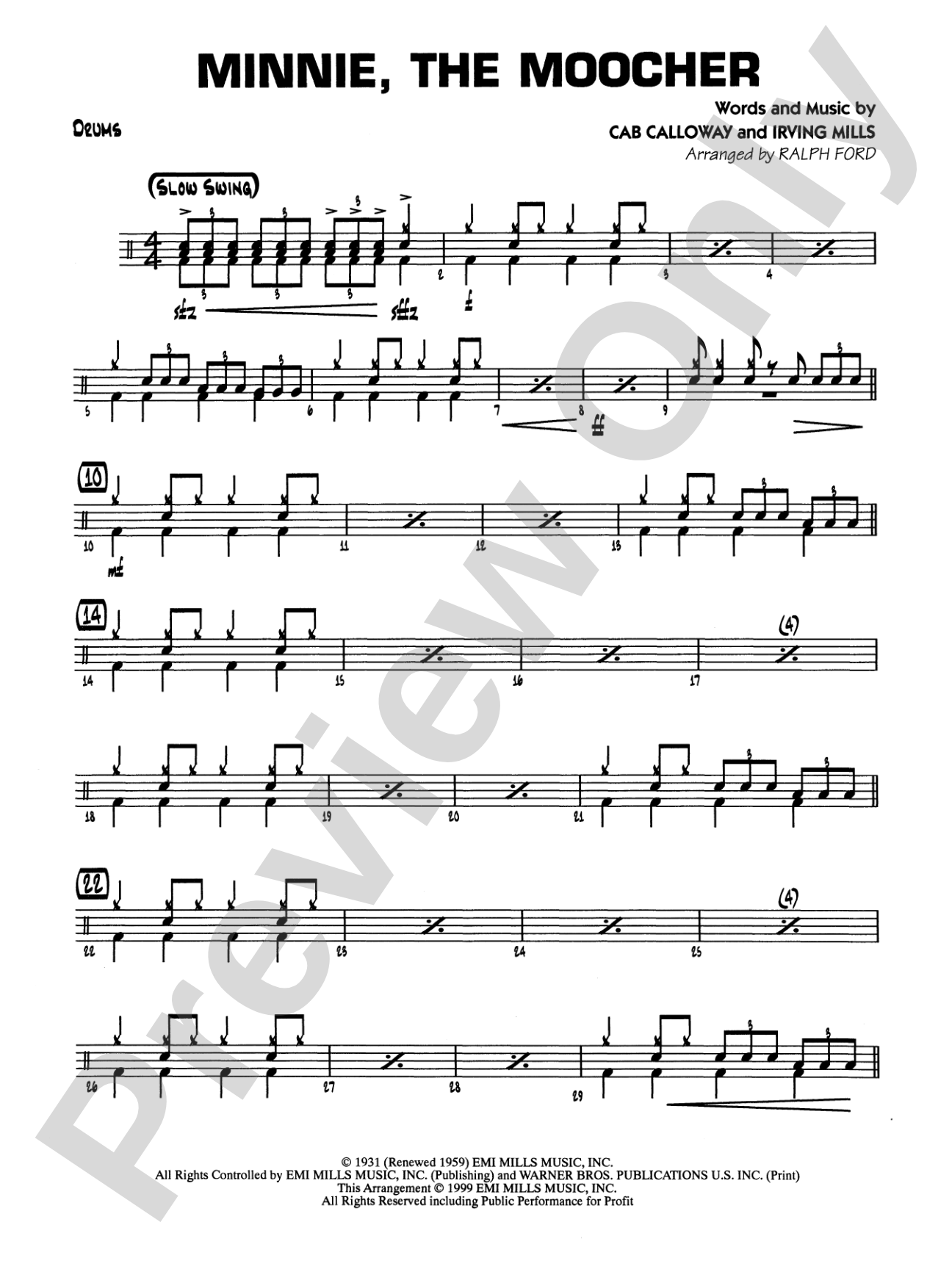 Minnie the Moocher: Drums
